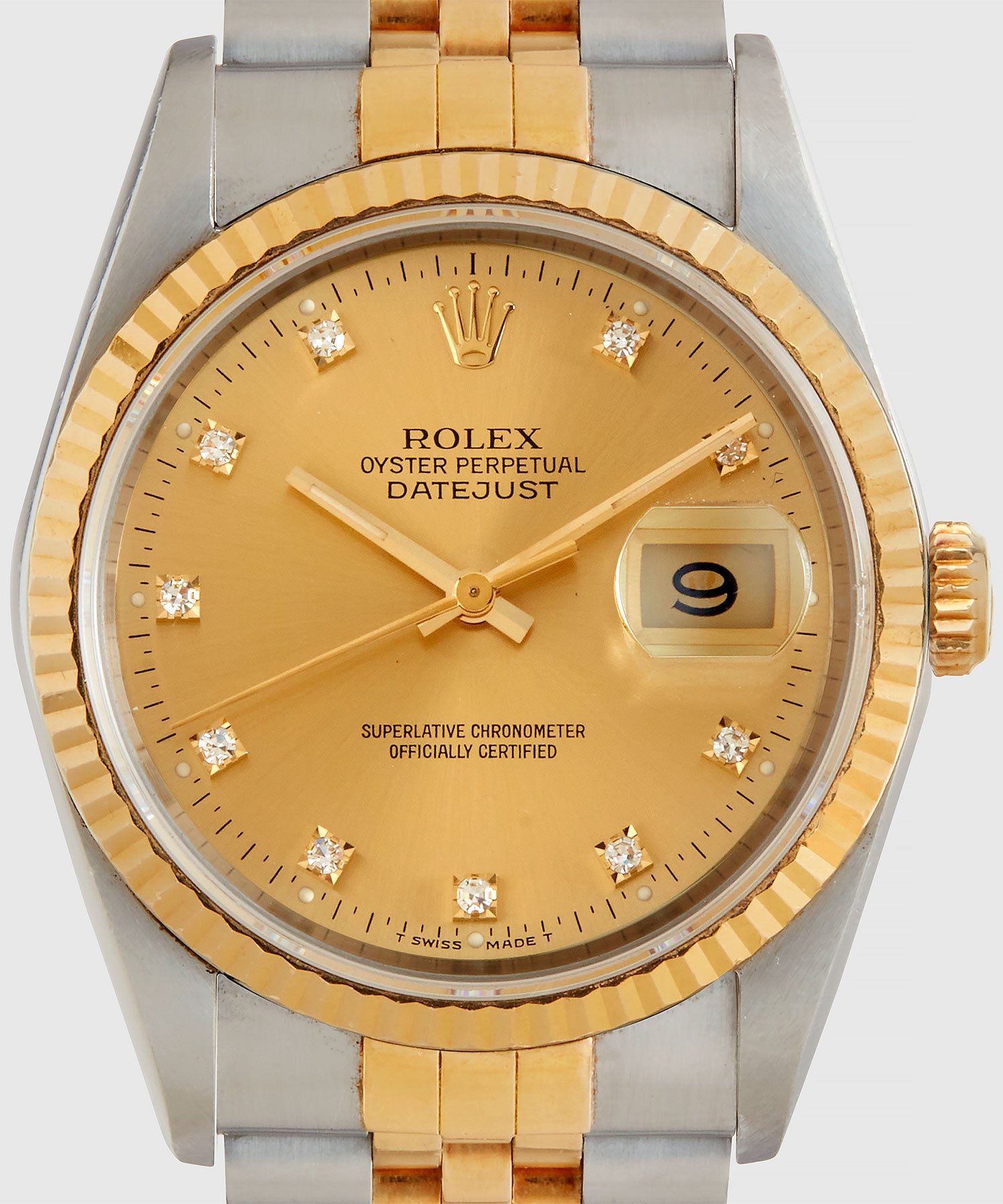 1991 Rolex Oyster Perpetual Datejust 2-Tone Diamond Jubilee Watch - Image 3