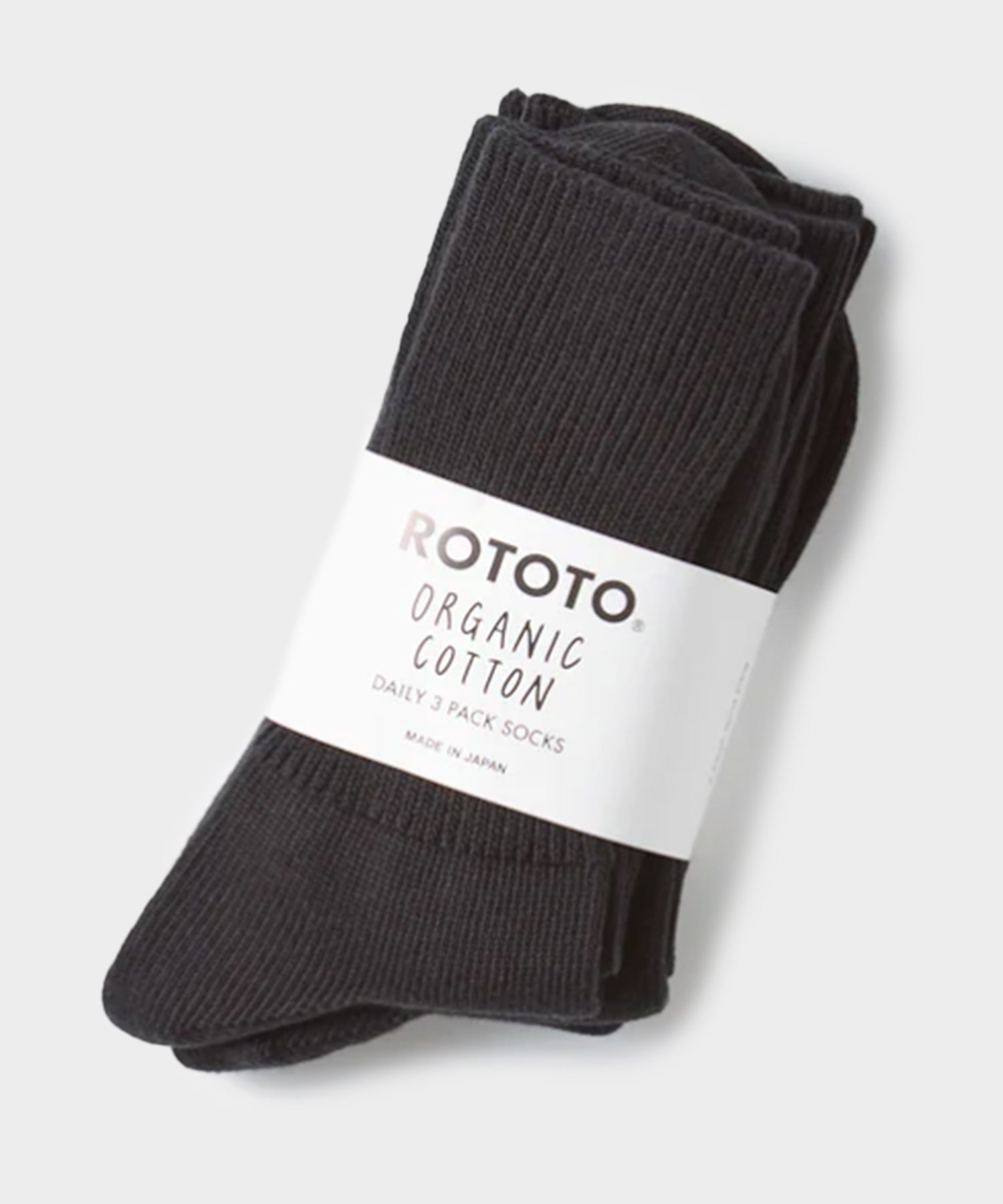 RoToTo Organic Daily 3 Pack Ribbed Crew Socks in Black - Image 2