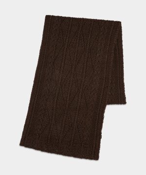 Inis Me??in Aran Cable Scarf in Brown