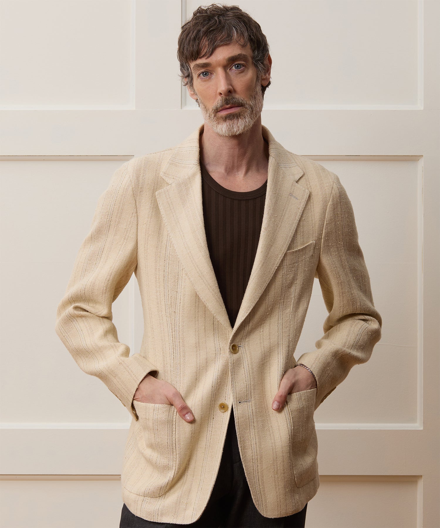 Italian Linen Silk Double Stripe Sport Coat - Image 3