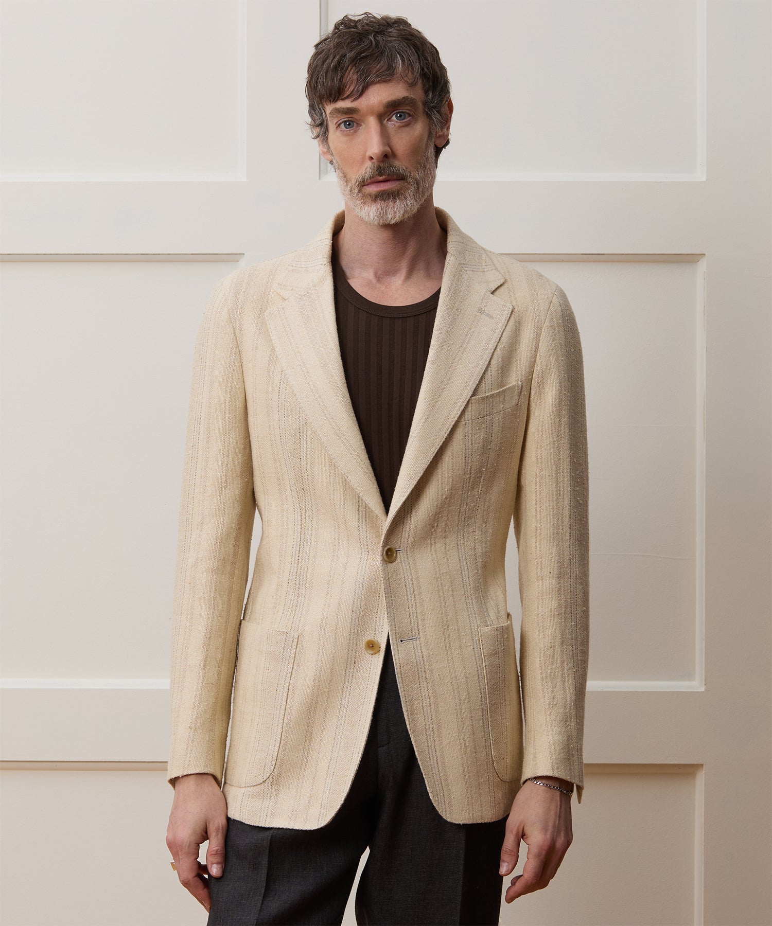 Italian Linen Silk Double Stripe Sport Coat - Image 2