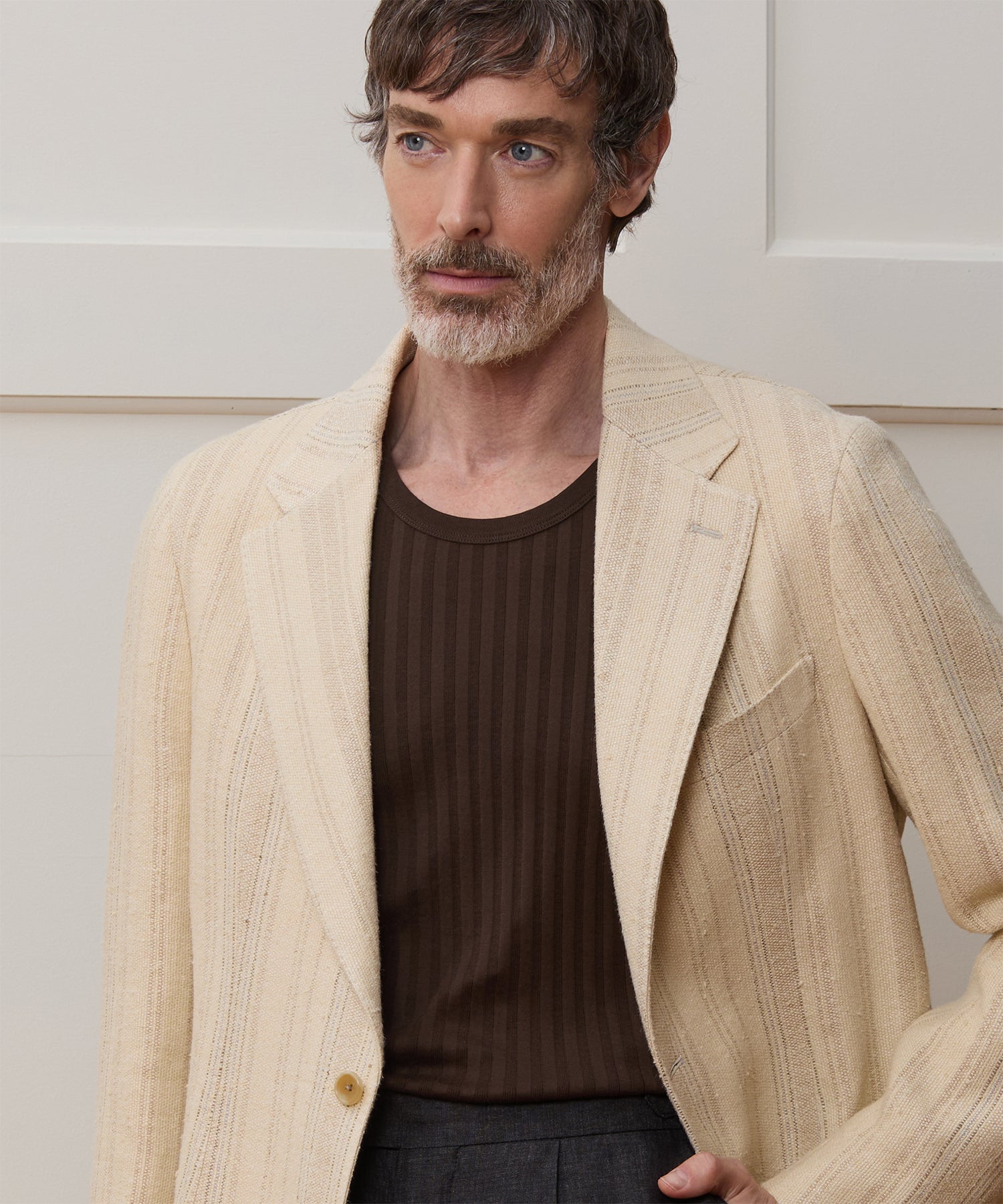 Italian Linen Silk Double Stripe Sport Coat - Image 4