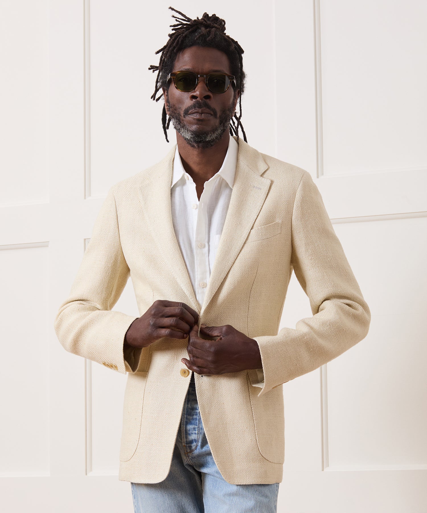 Italian Silk-Linen Herringbone Sport Coat - Image 8