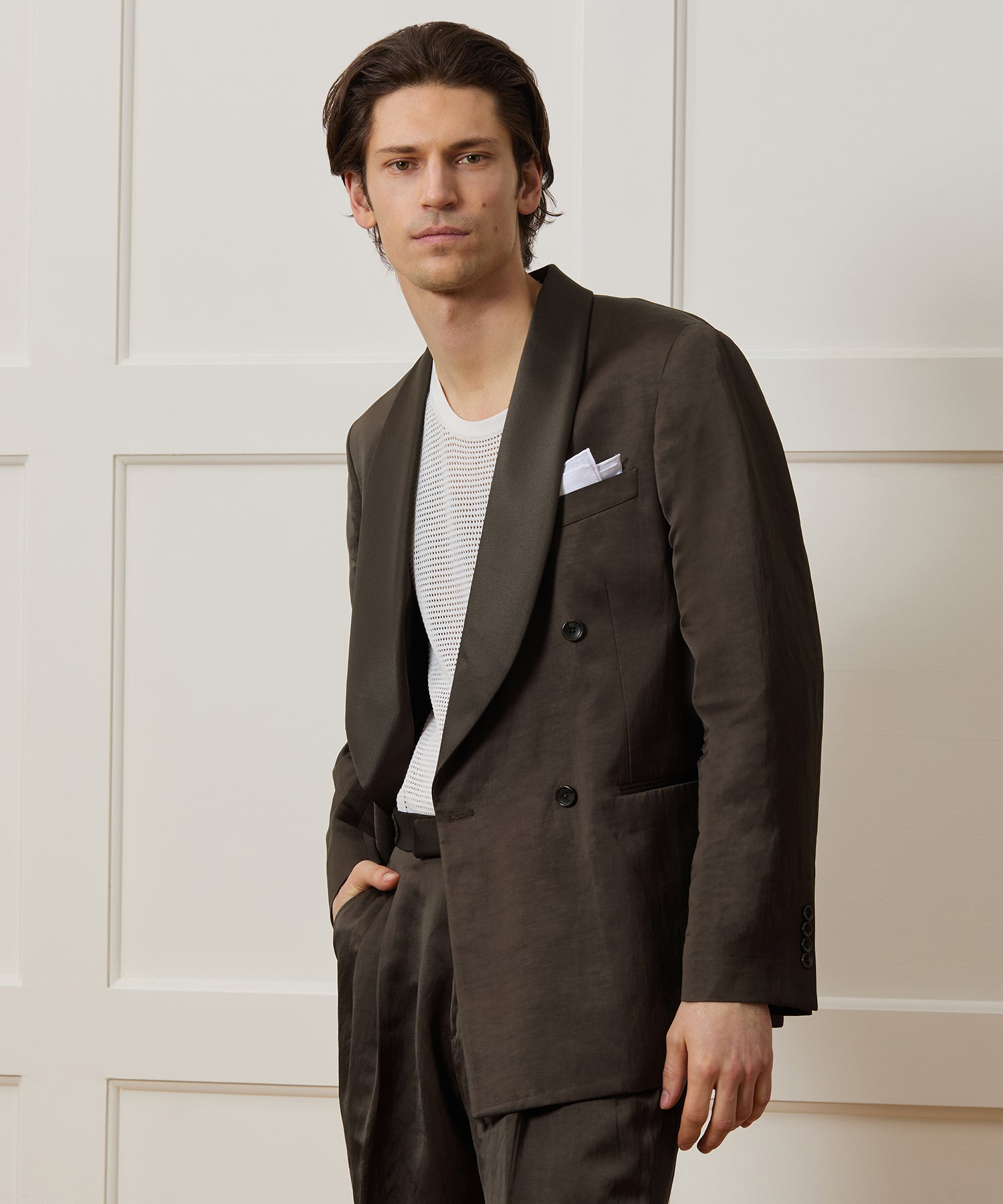 Italian Double-Breasted Shawl Tuxedo Jacket - Image 2