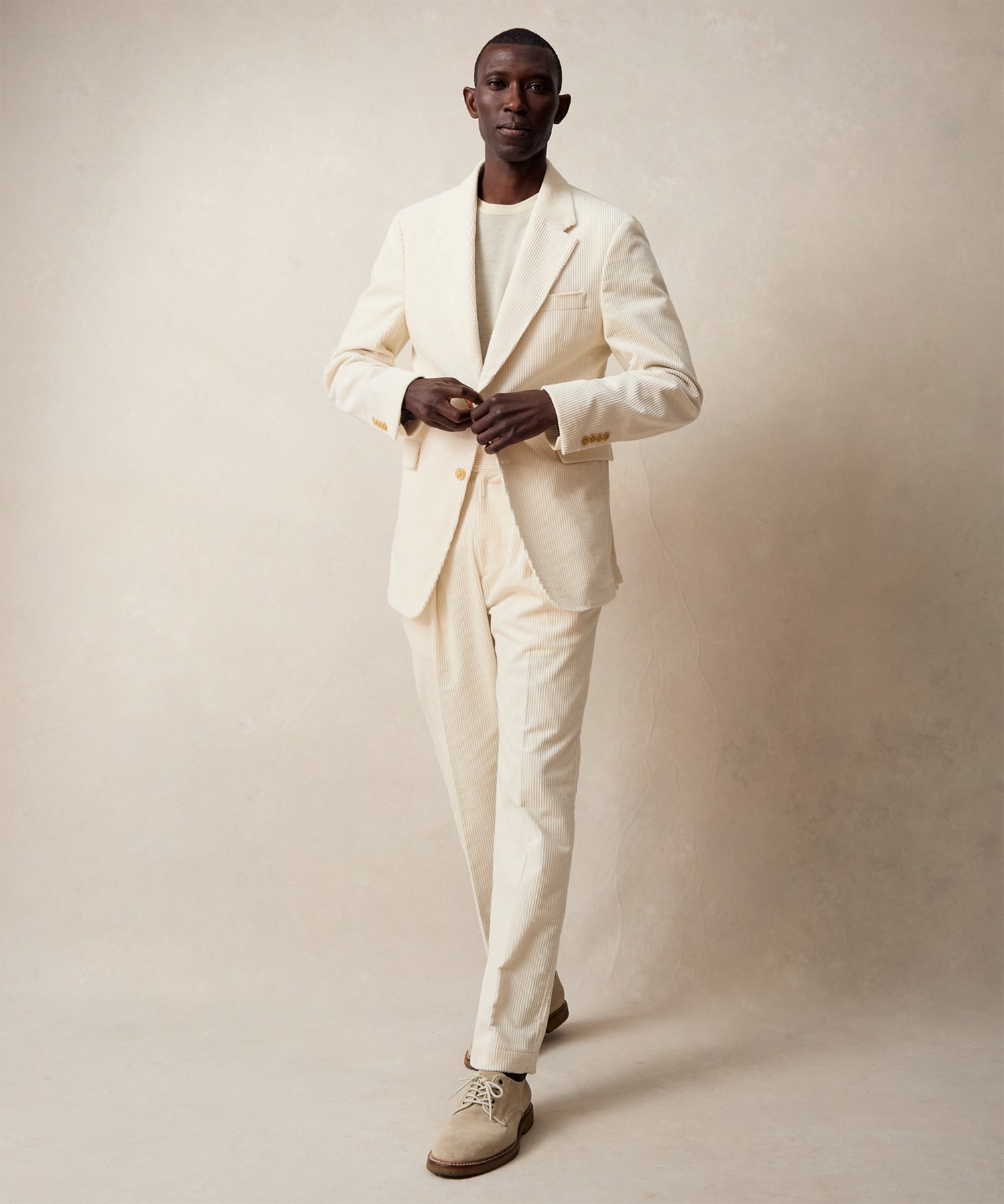 Italian Wide Wale Corduroy Sutton Jacket in White - Image 4