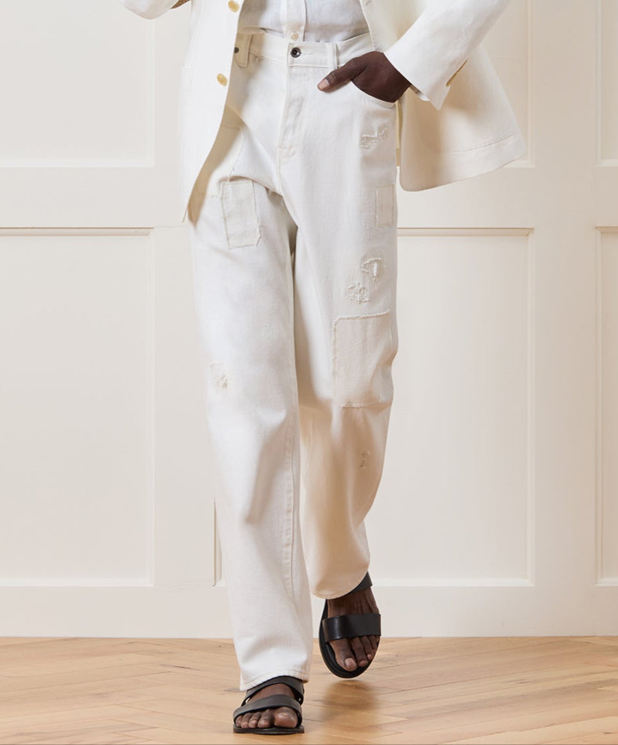Relaxed Selvedge Jean in Distressed White - Image 2