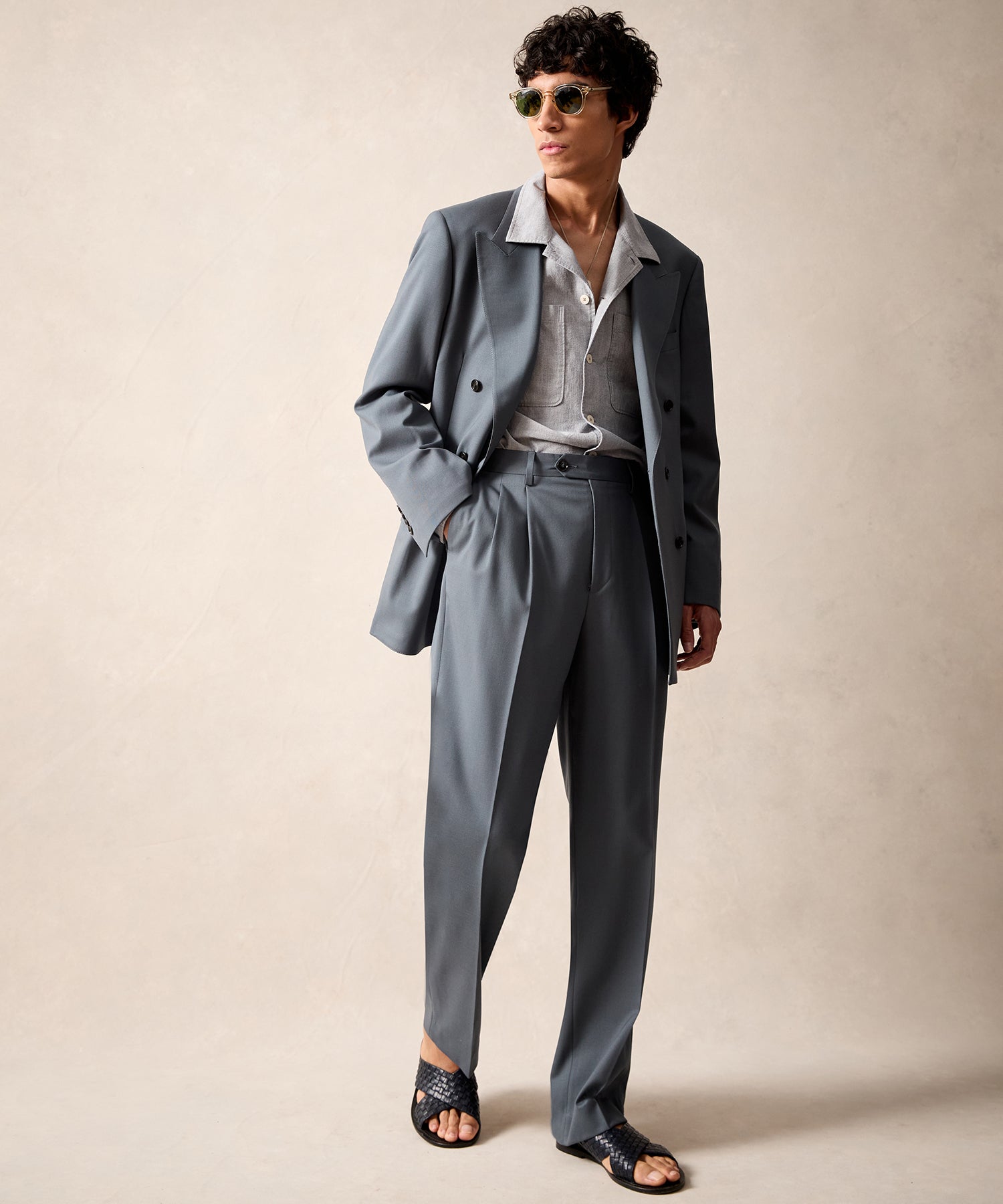 Italian Gabardine Wythe Trouser in Steel Blue - Image 3