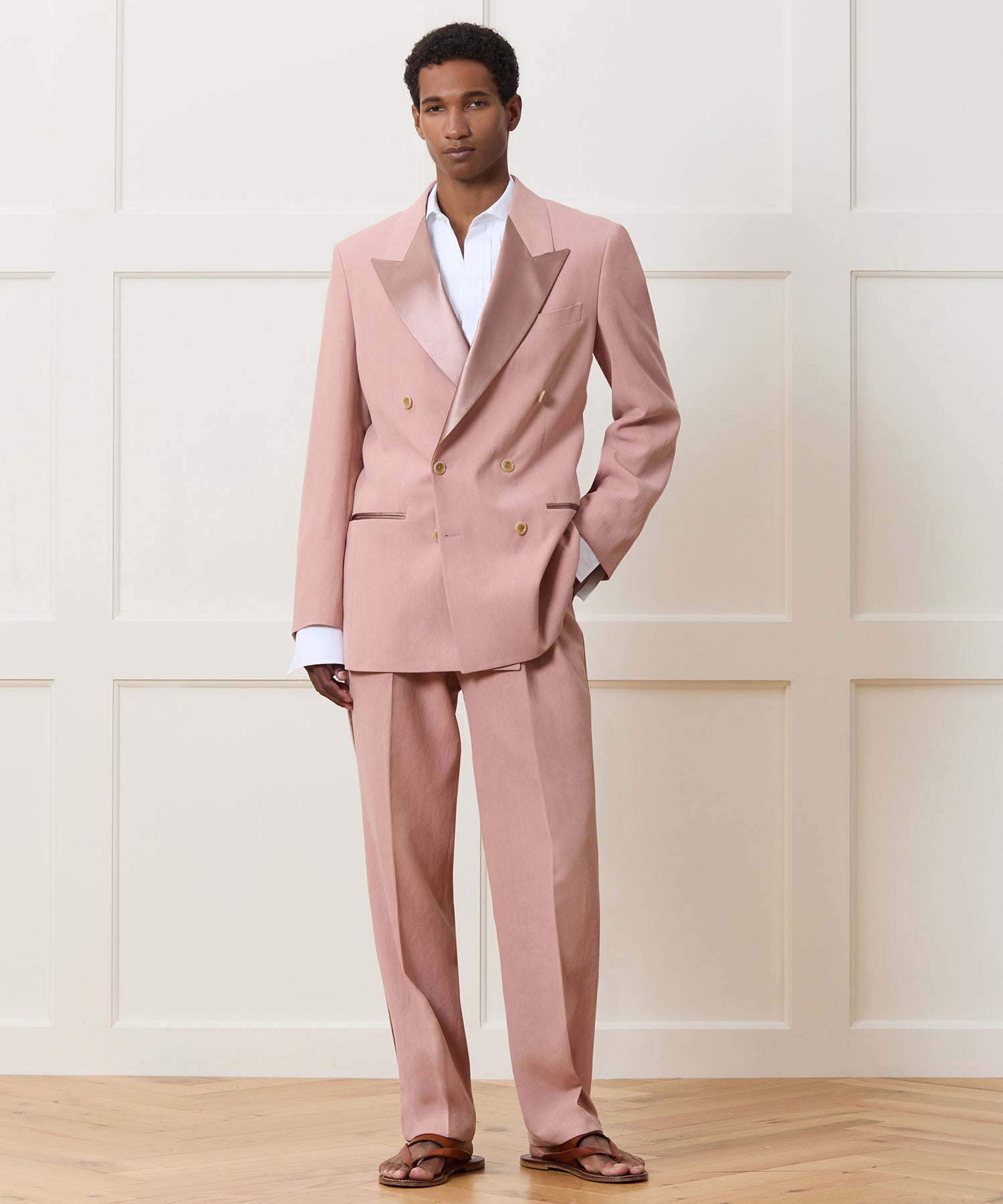 Relaxed Italian Sueded Linen Tuxedo Trouser - Image 3