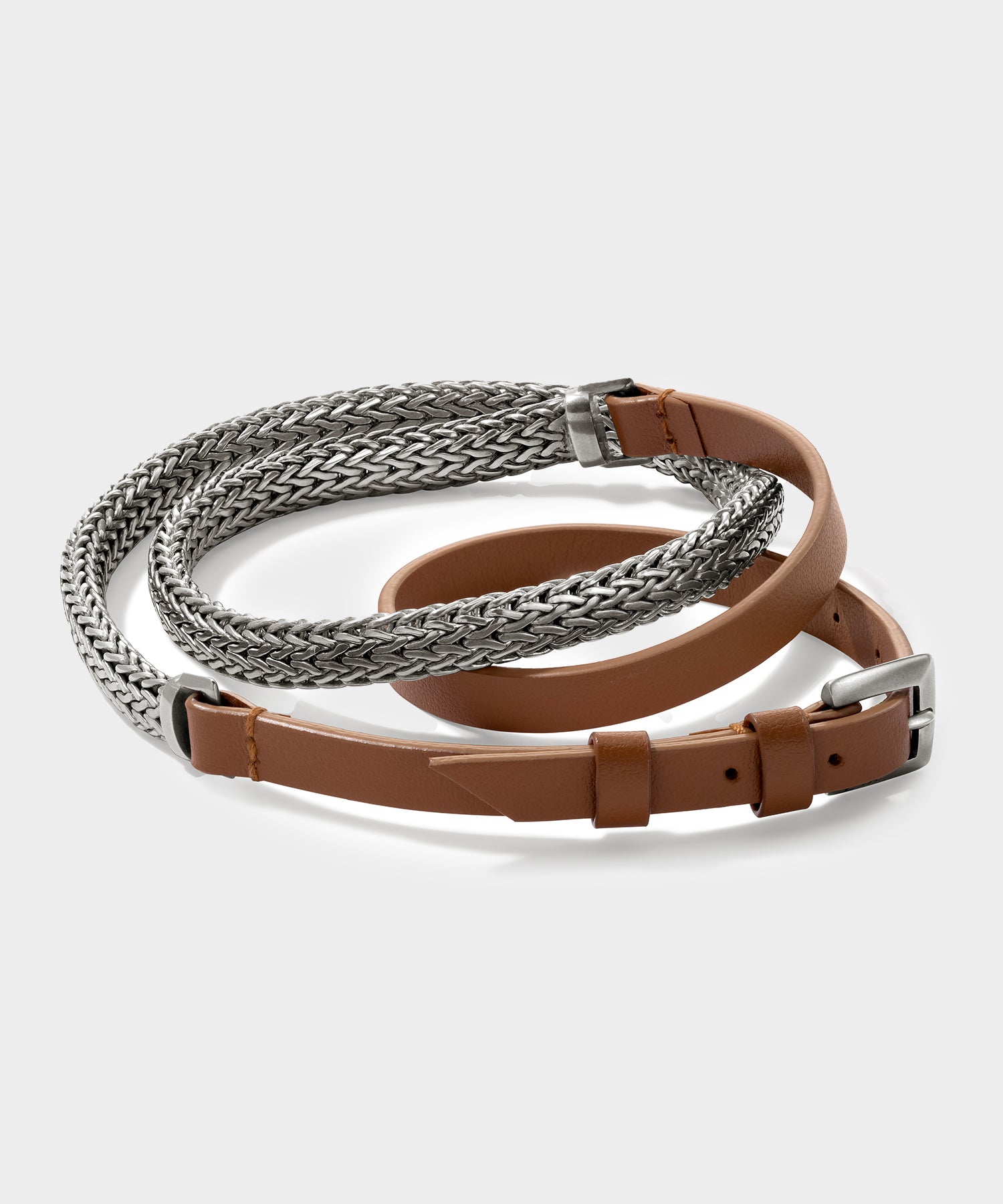 Todd Snyder x John Hardy Flat Silver Chain and Leather Bracelet - Image 3