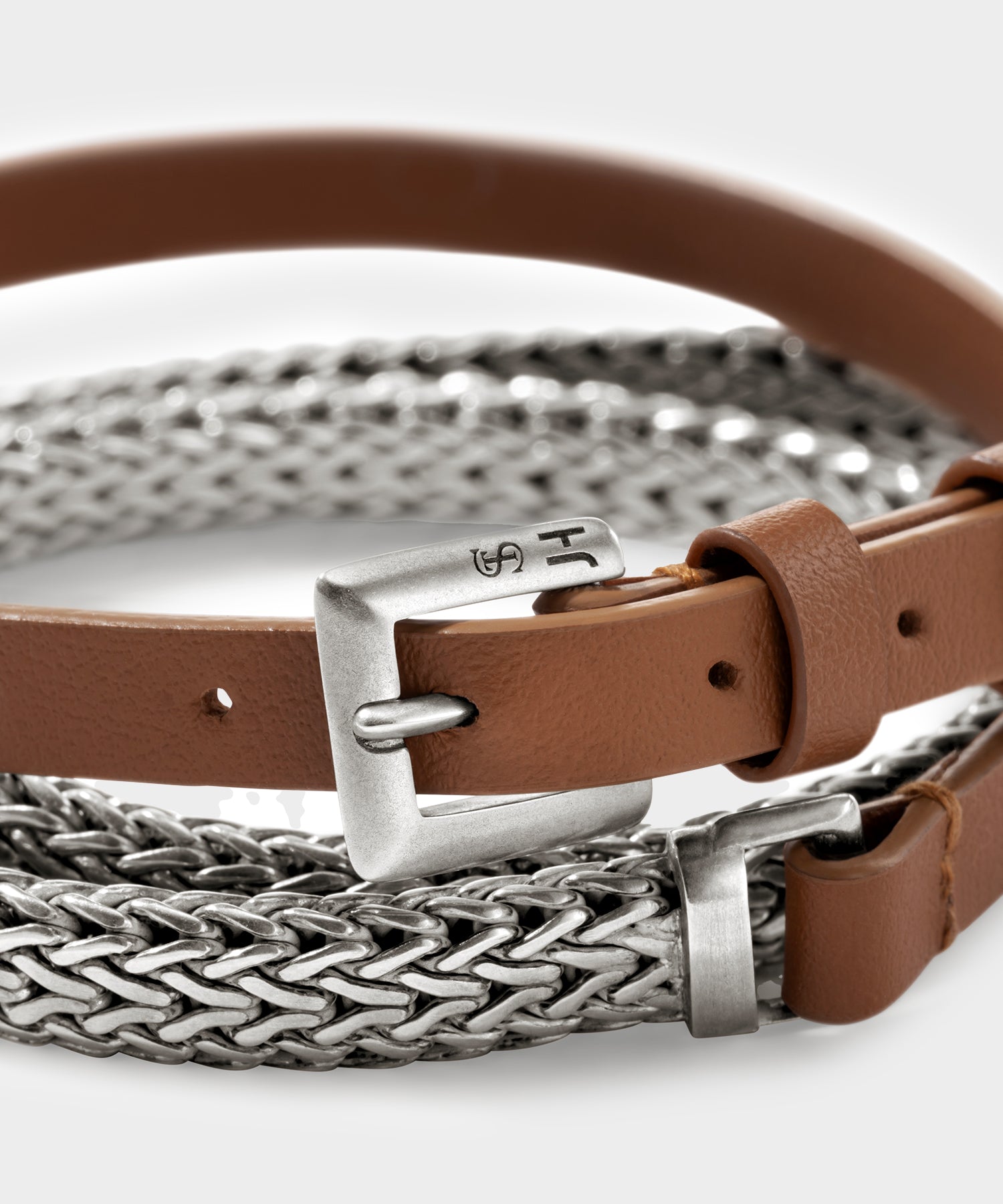 Todd Snyder x John Hardy Flat Silver Chain and Leather Bracelet - Image 5