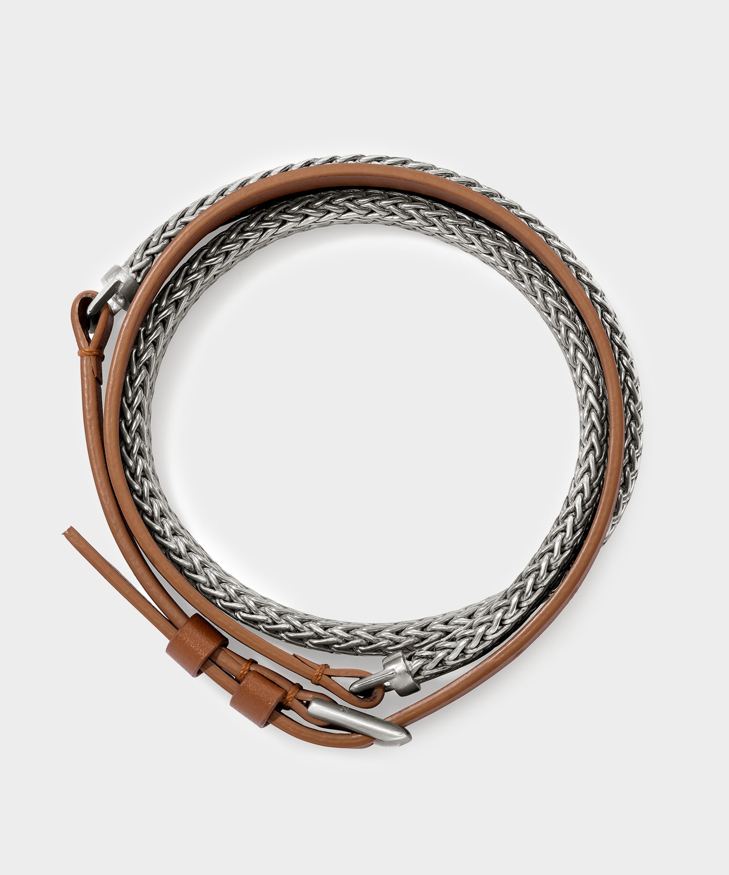 Todd Snyder x John Hardy Flat Silver Chain and Leather Bracelet - Image 4