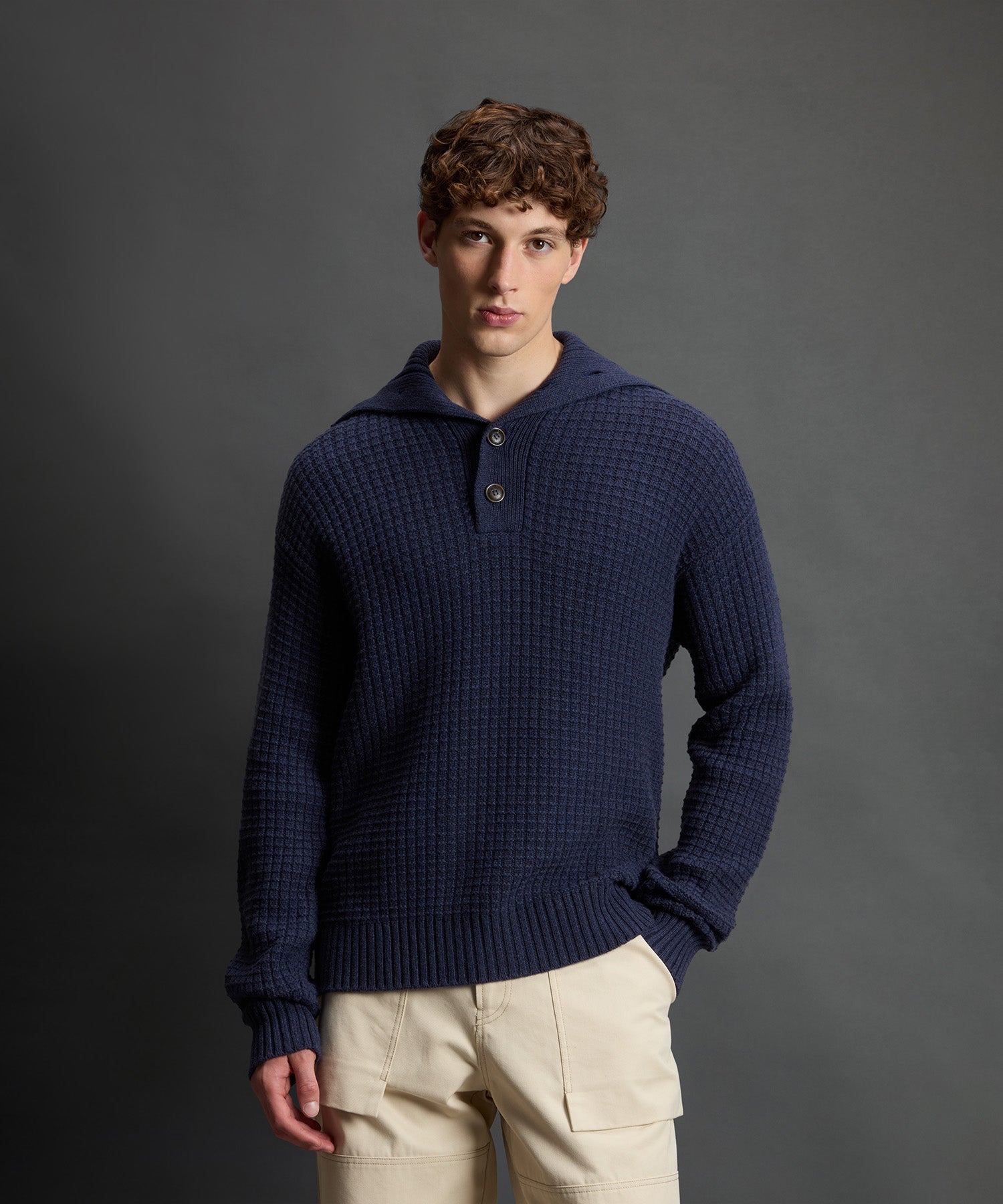 Todd Snyder x Woolrich Wool-Cashmere Waffle Sweater Polo - Image 2