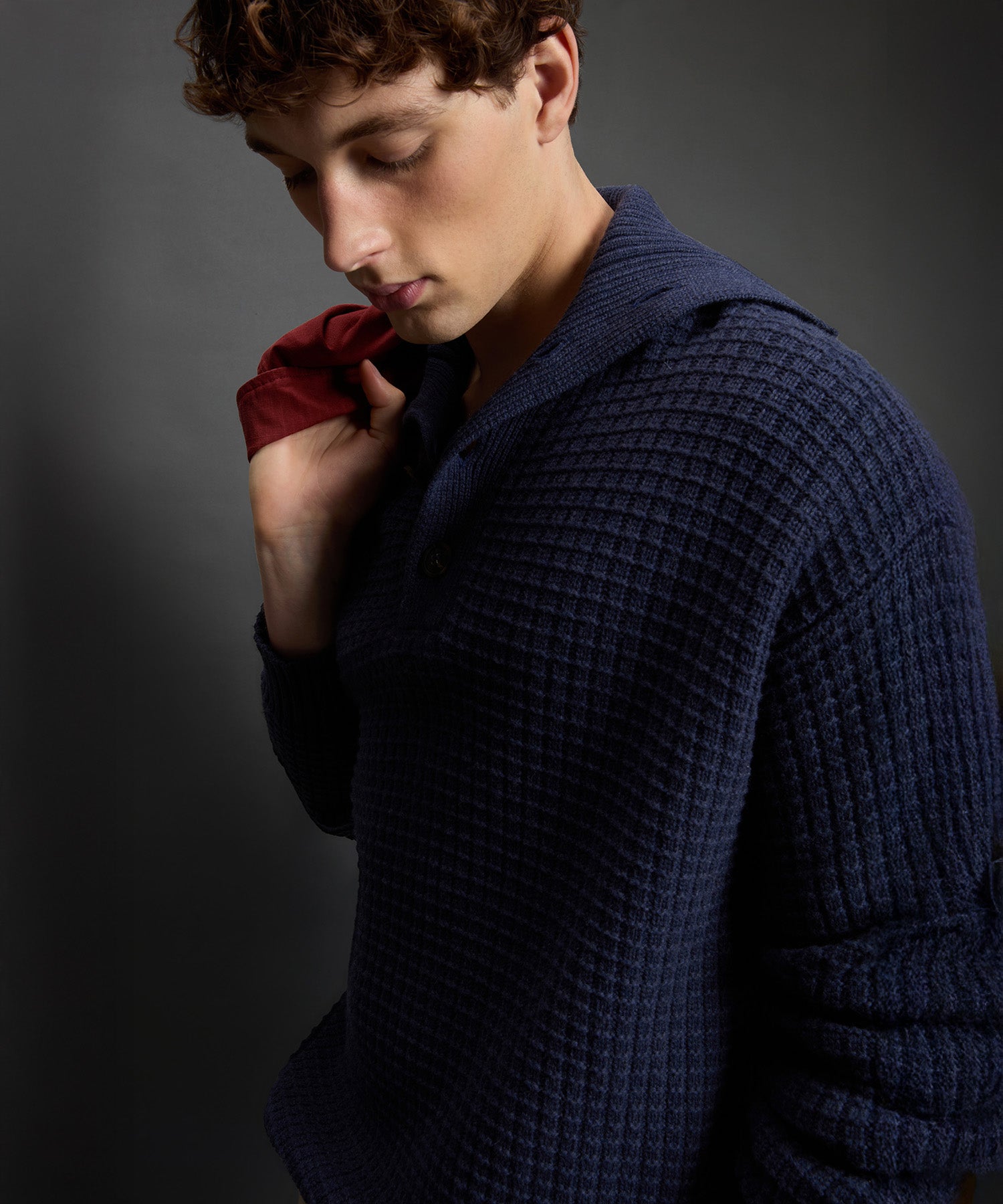 Todd Snyder x Woolrich Wool-Cashmere Waffle Sweater Polo - Image 5