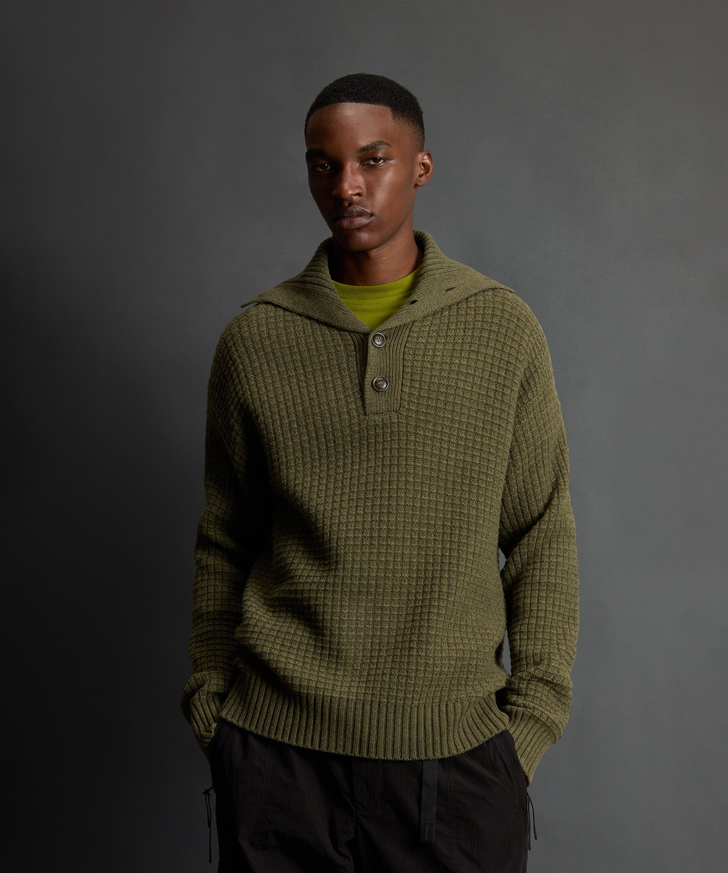 Todd Snyder x Woolrich Wool-Cashmere Waffle Sweater Polo - Image 2
