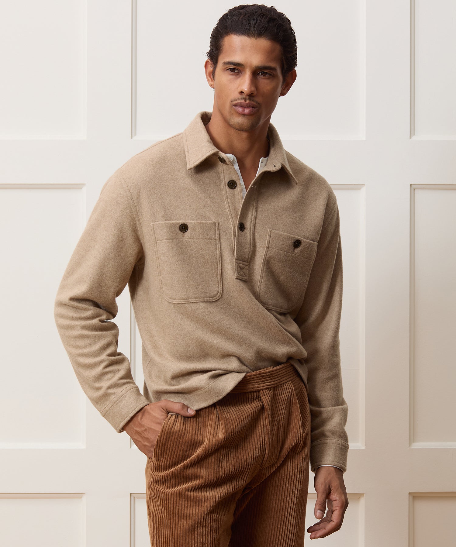 Camel-Cashmere Field Polo - Image 2