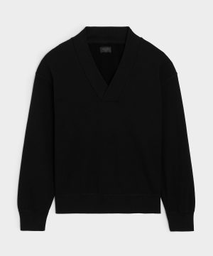 Relaxed Portuguese Terry V-Neck Sweatshirt