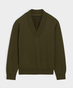 Relaxed Portuguese Terry V-Neck Sweatshirt