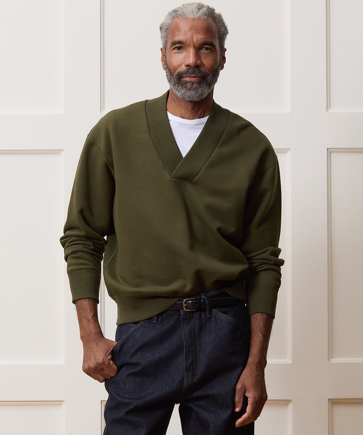 Relaxed Portuguese Terry V-Neck Sweatshirt - Image 2