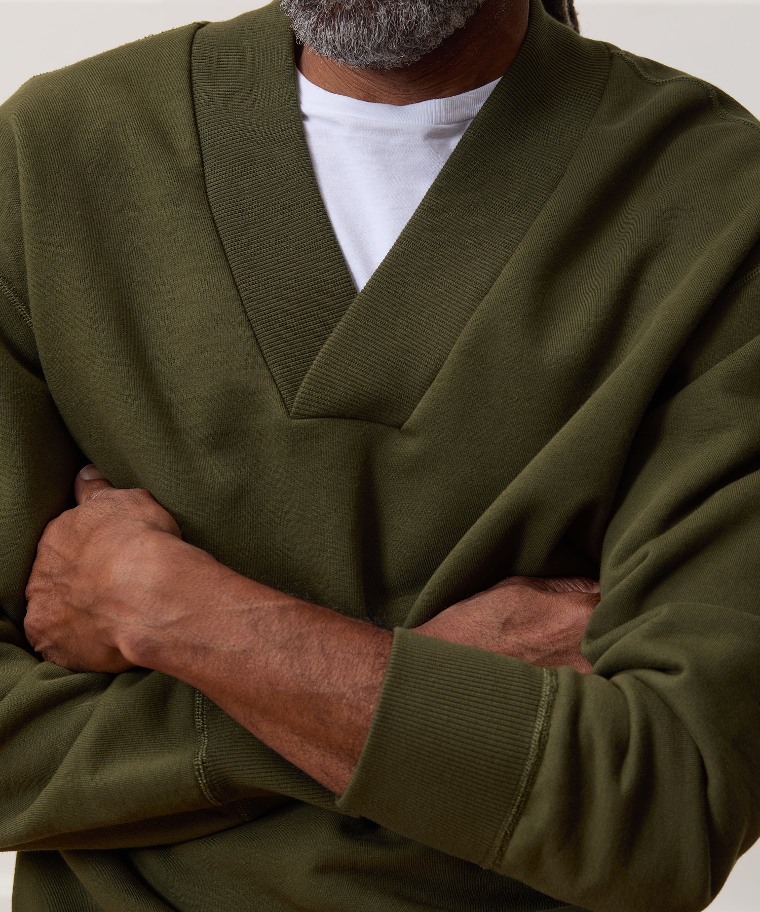 Relaxed Portuguese Terry V-Neck Sweatshirt - Image 4