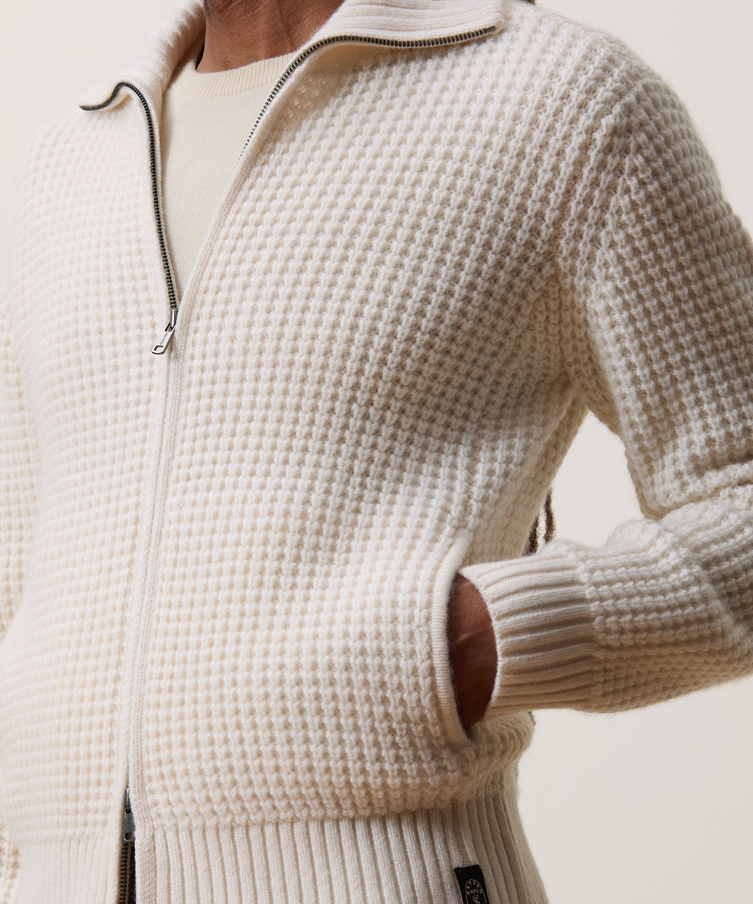 Cashmere Waffle Full-Zip Sweater Jacket - Image 4