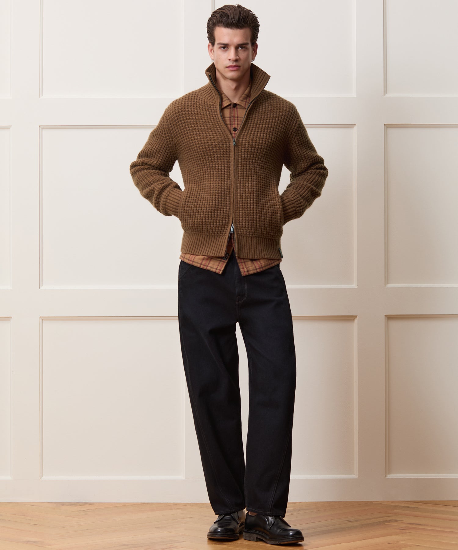 Cashmere Waffle Full-Zip Sweater Jacket - Image 3
