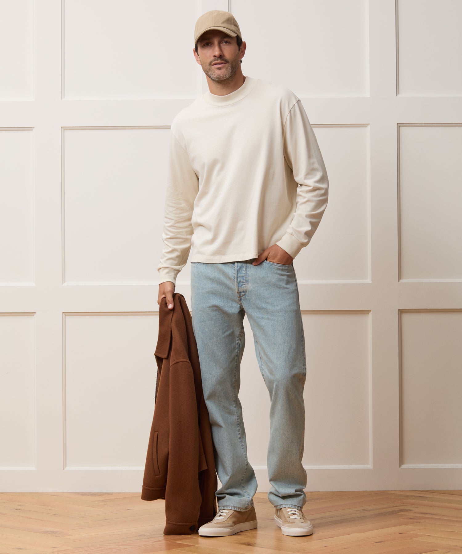 Relaxed Portuguese Jersey Mock Neck Tee - Image 3
