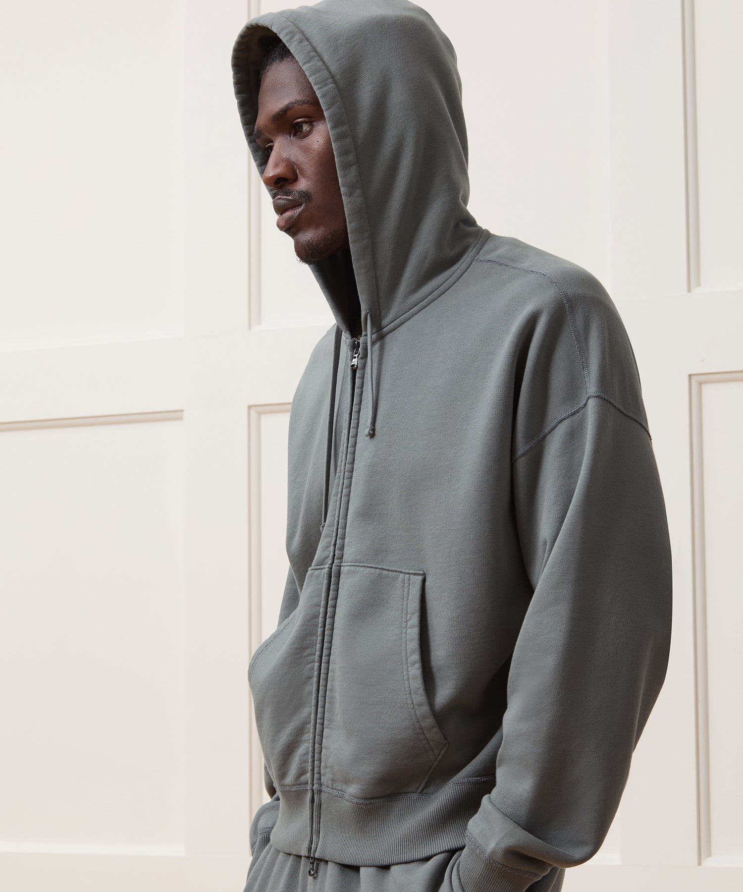 Relaxed Portuguese Terry Full-Zip Hoodie - Image 4