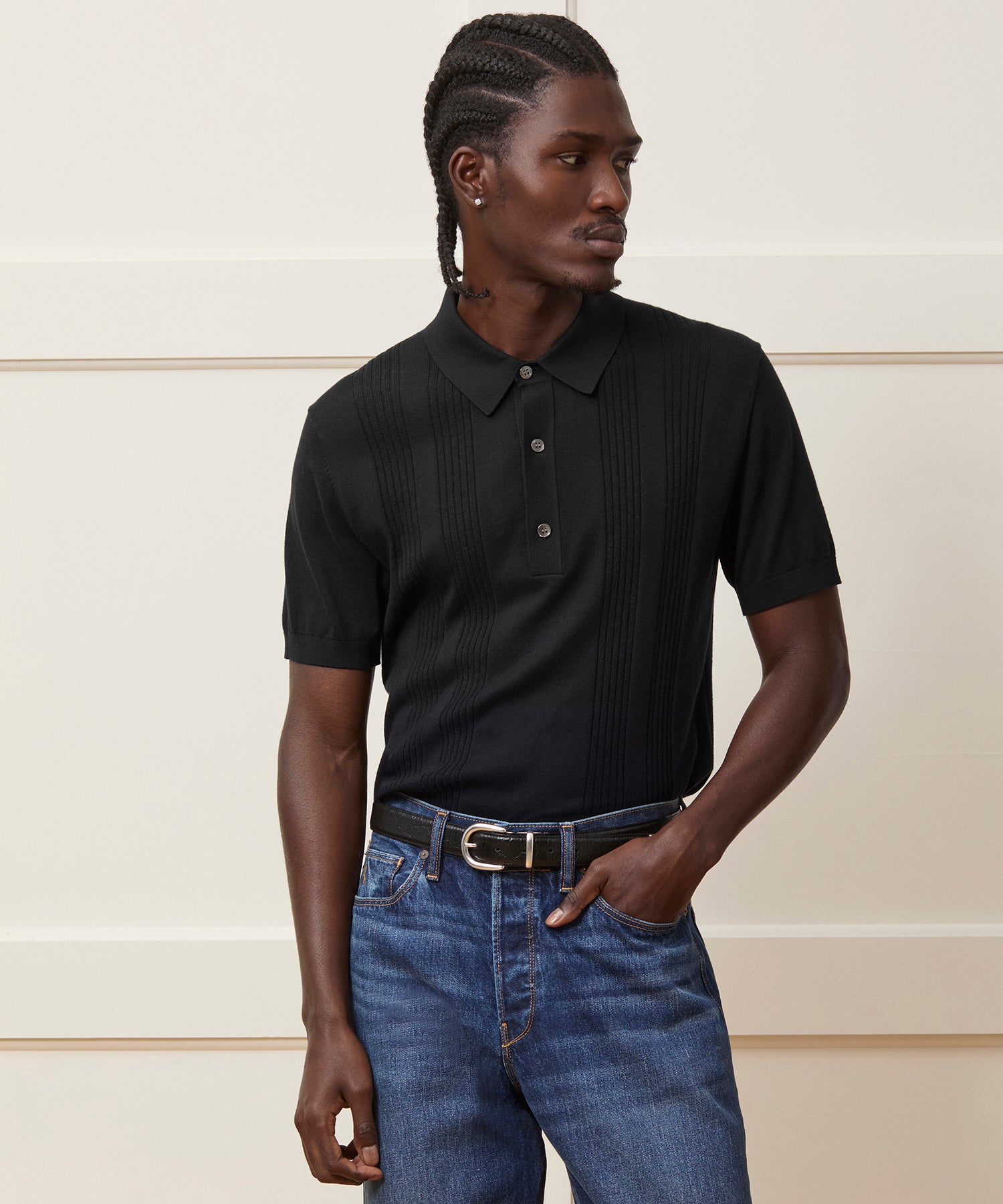 Silk-Cotton Ribbed Sweater Polo - Image 2