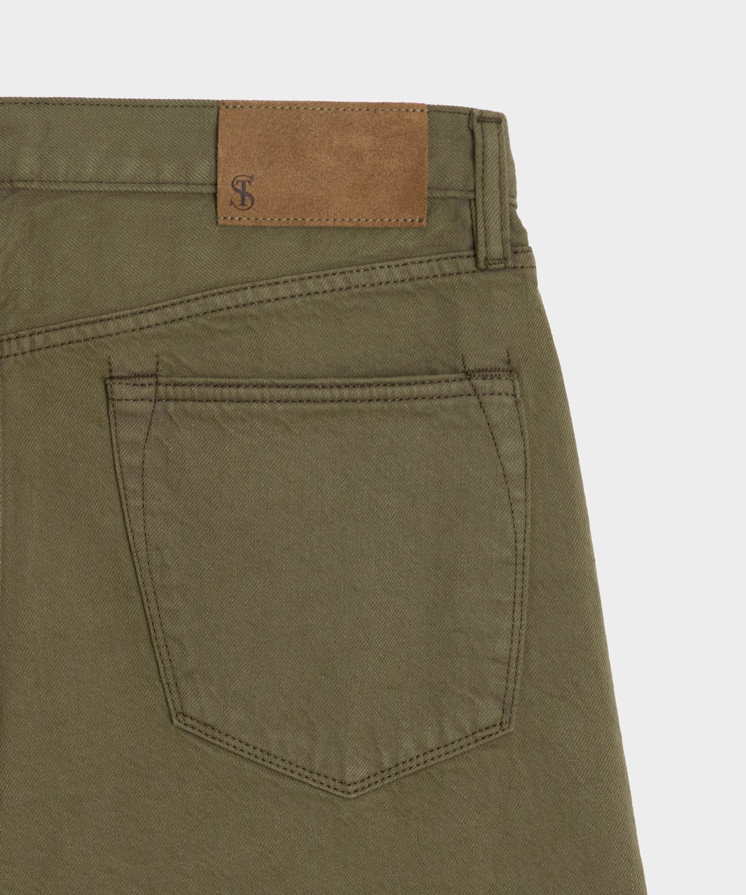 Straight Garment-Dyed Jean in Olive - Image 7