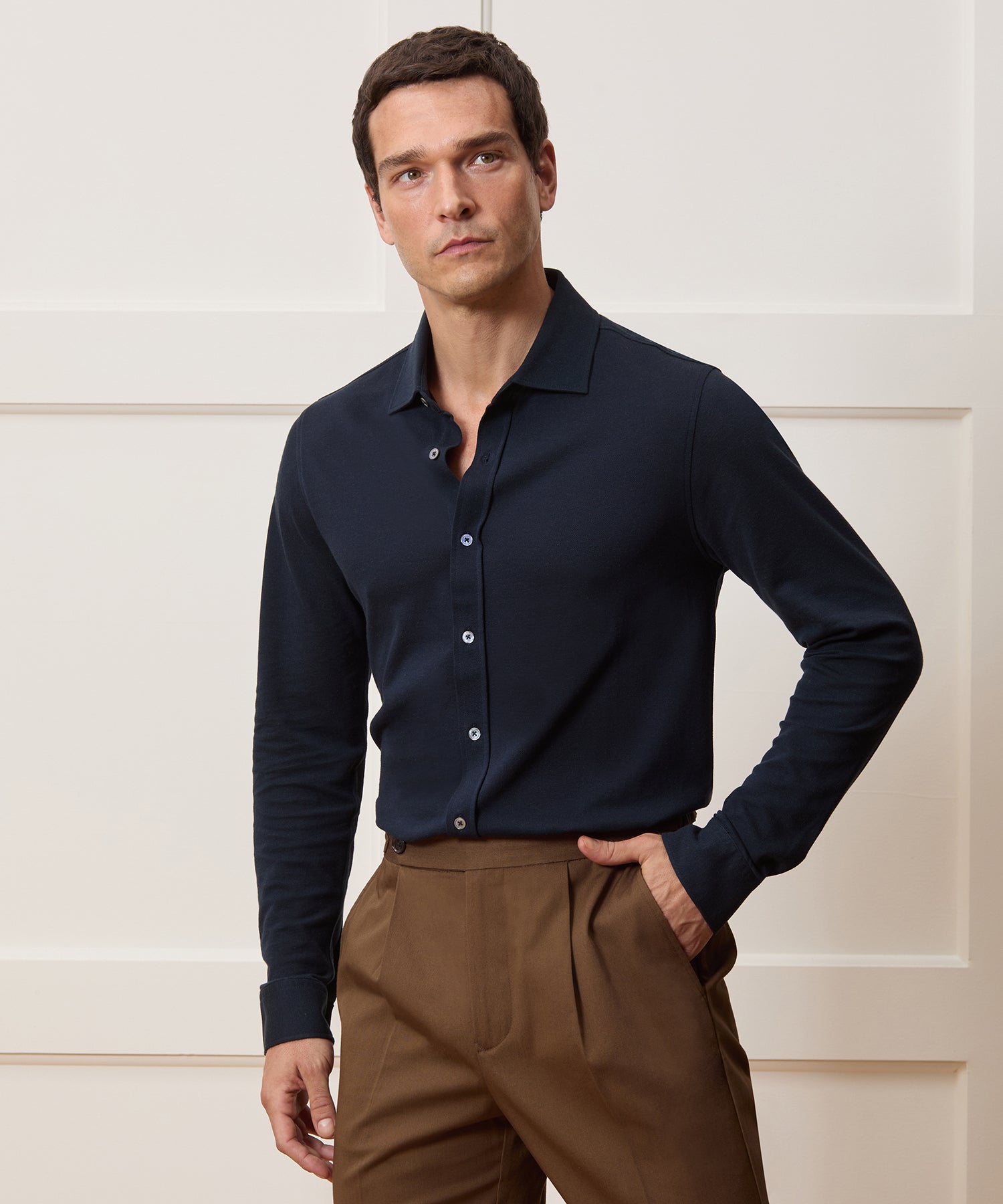 Cotton-Cashmere Pique Dress Shirt - Image 2