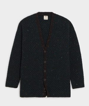 Inis Me??in Merino-Cashmere V-Neck Cardigan in Charcoal