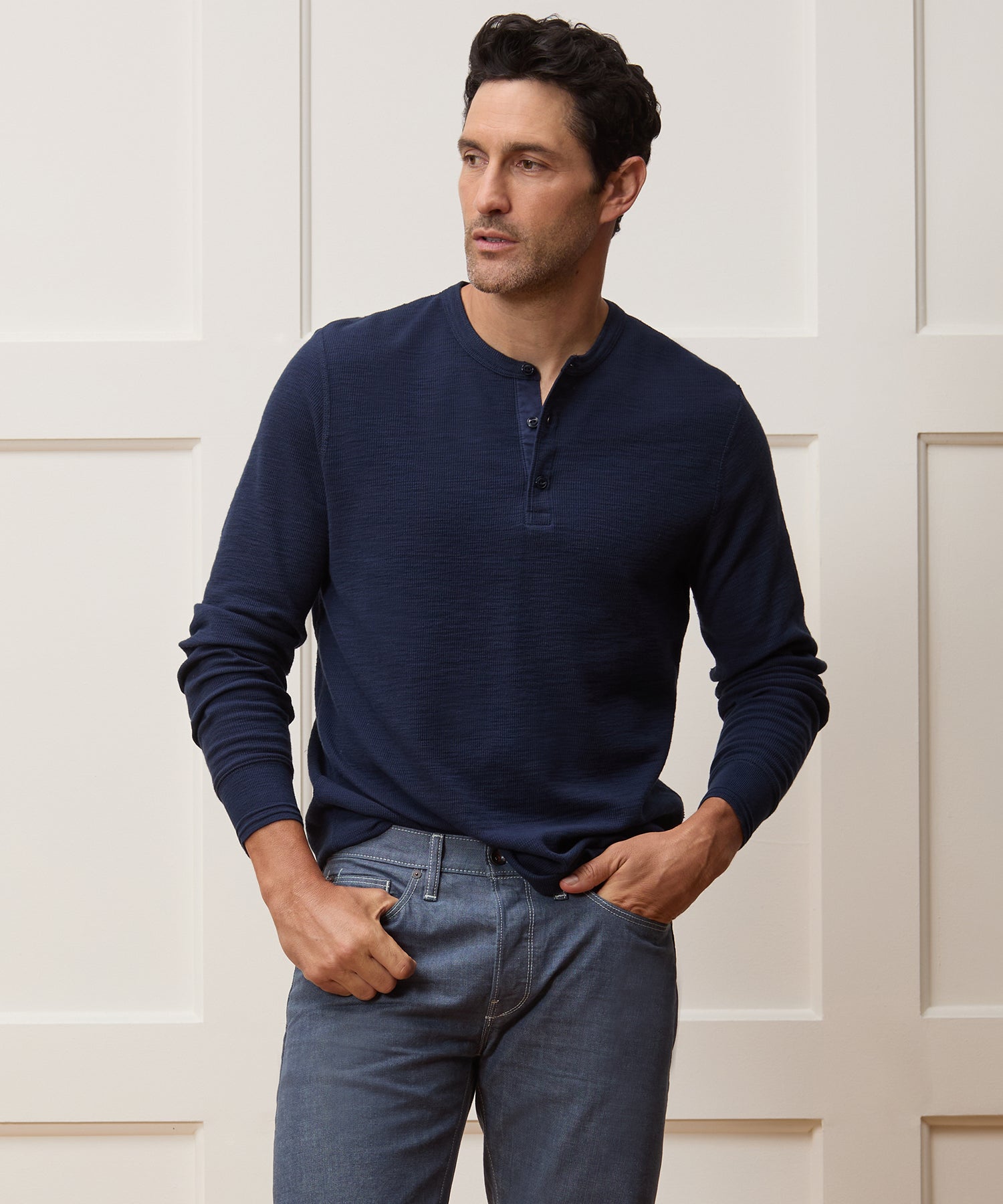 Lightweight Mini Waffle Henley - Image 2