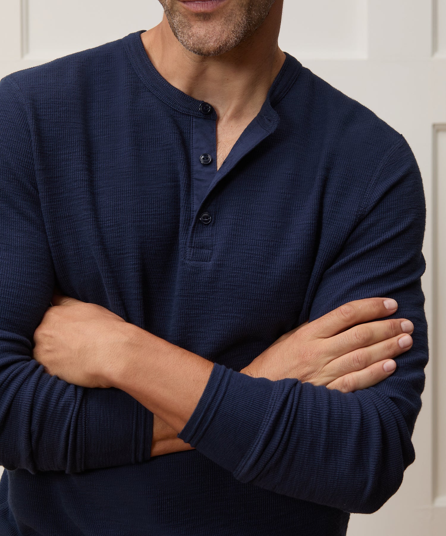 Lightweight Mini Waffle Henley - Image 4