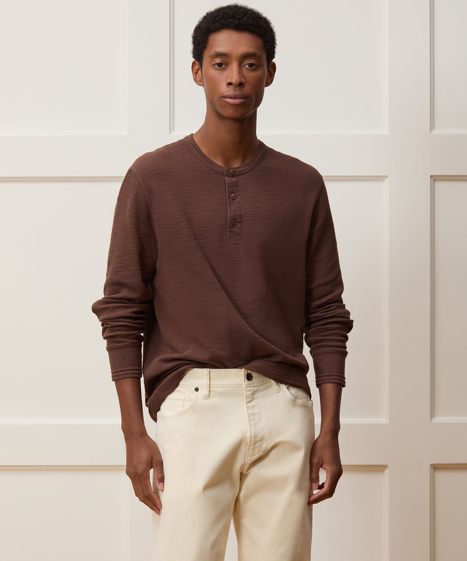 Lightweight Mini Waffle Henley - Image 3