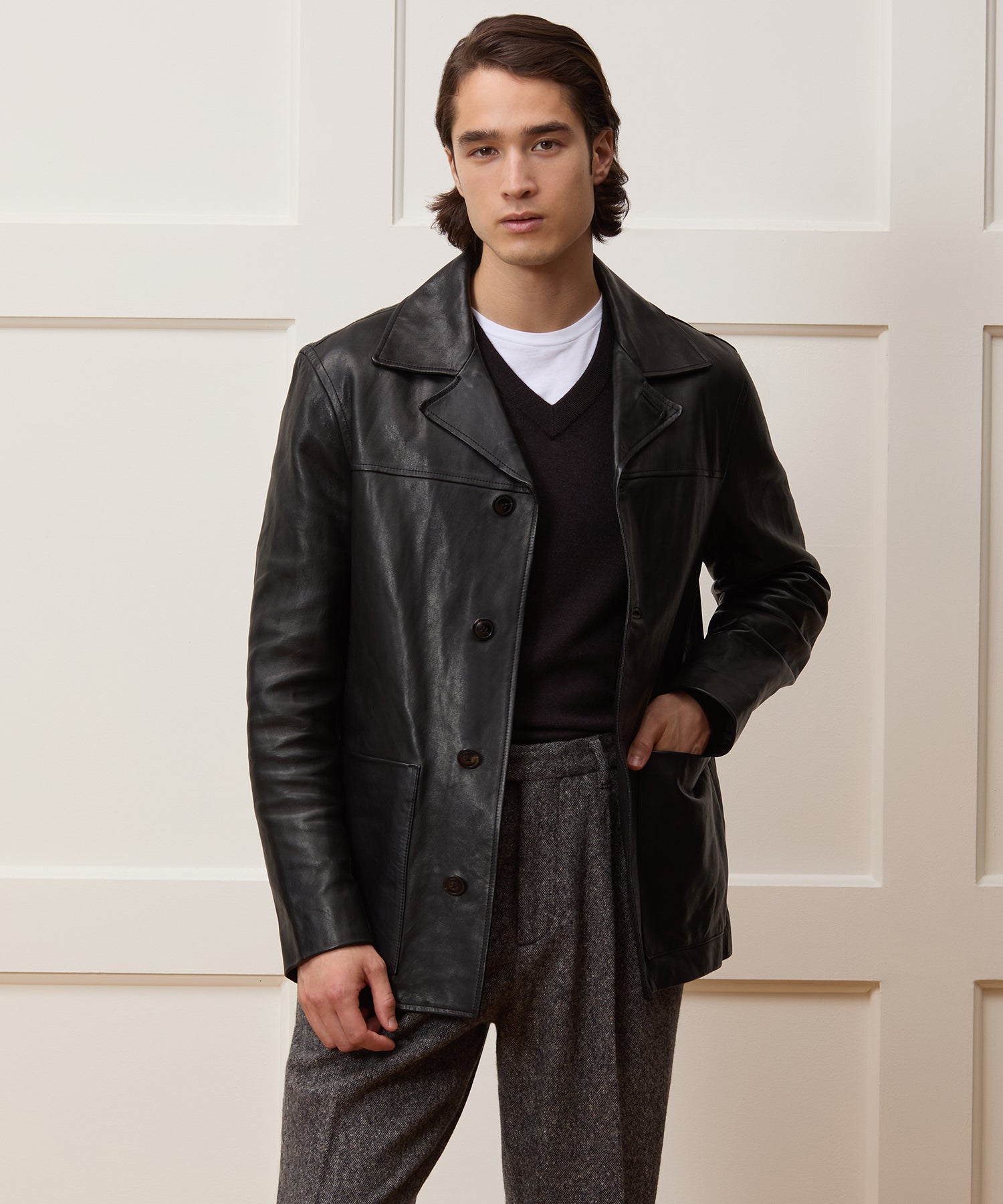 Italian Leather Cafe Jacket - Image 2