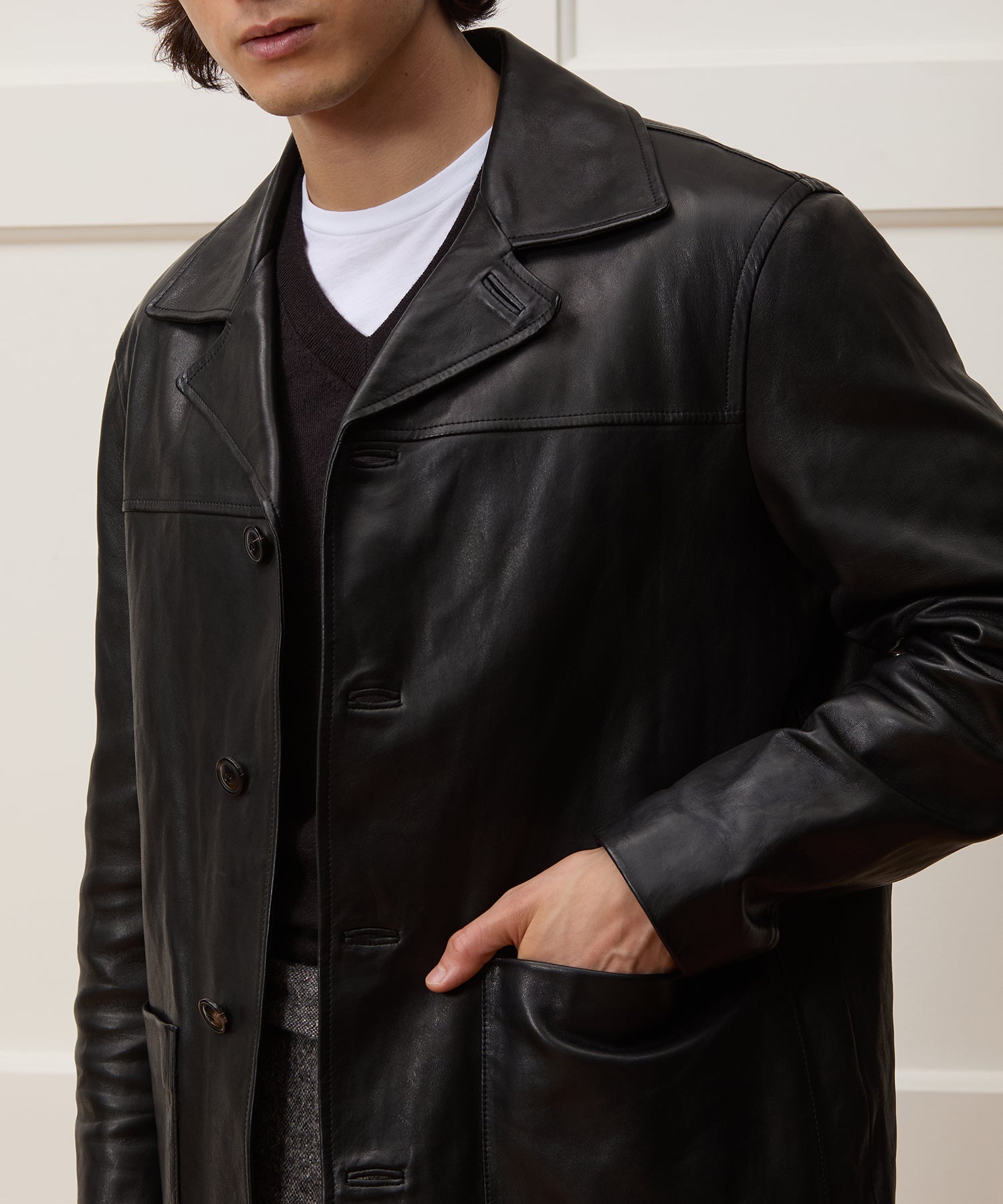 Italian Leather Cafe Jacket - Image 3