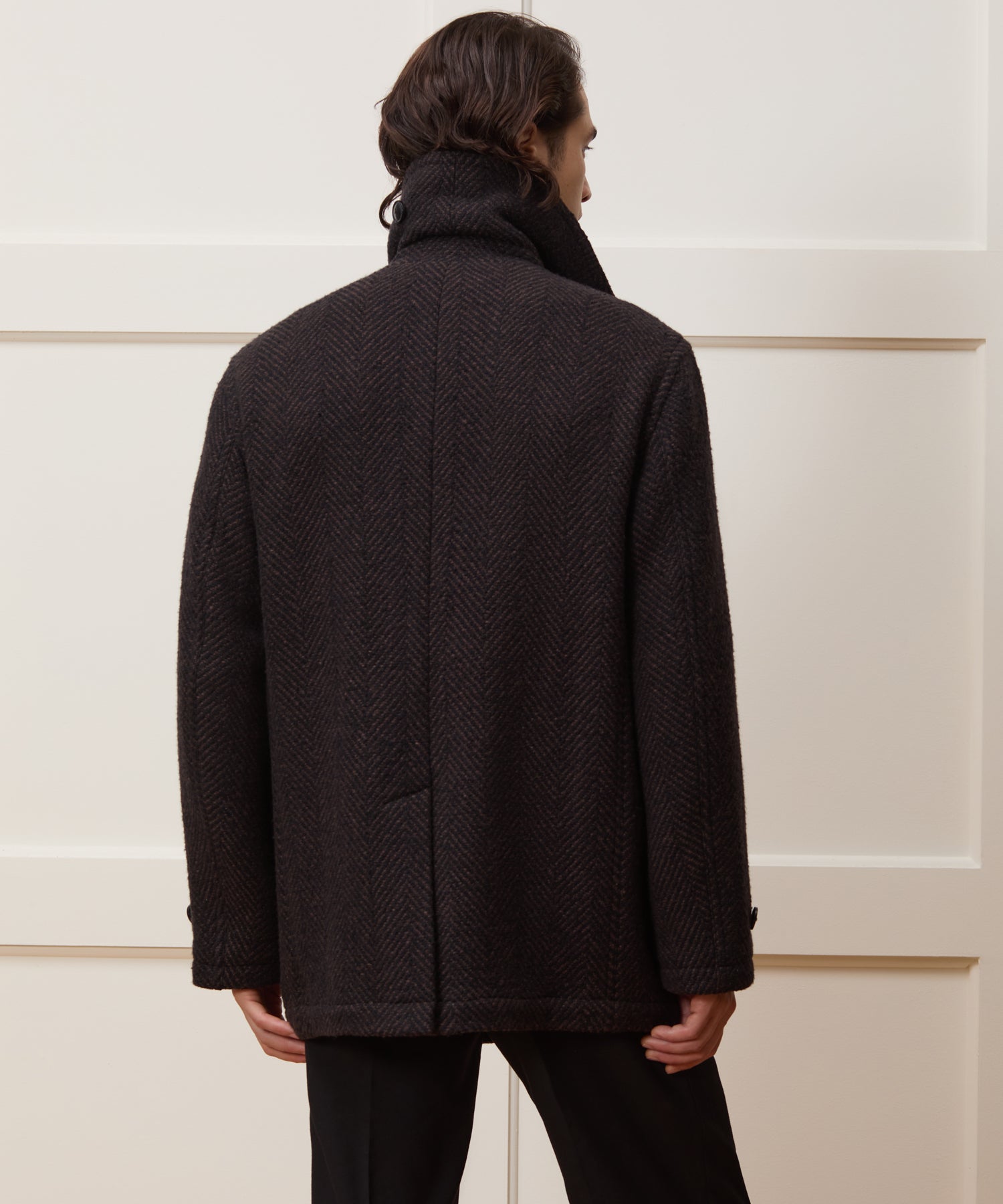 Italian Wool Herringbone Peacoat - Image 4