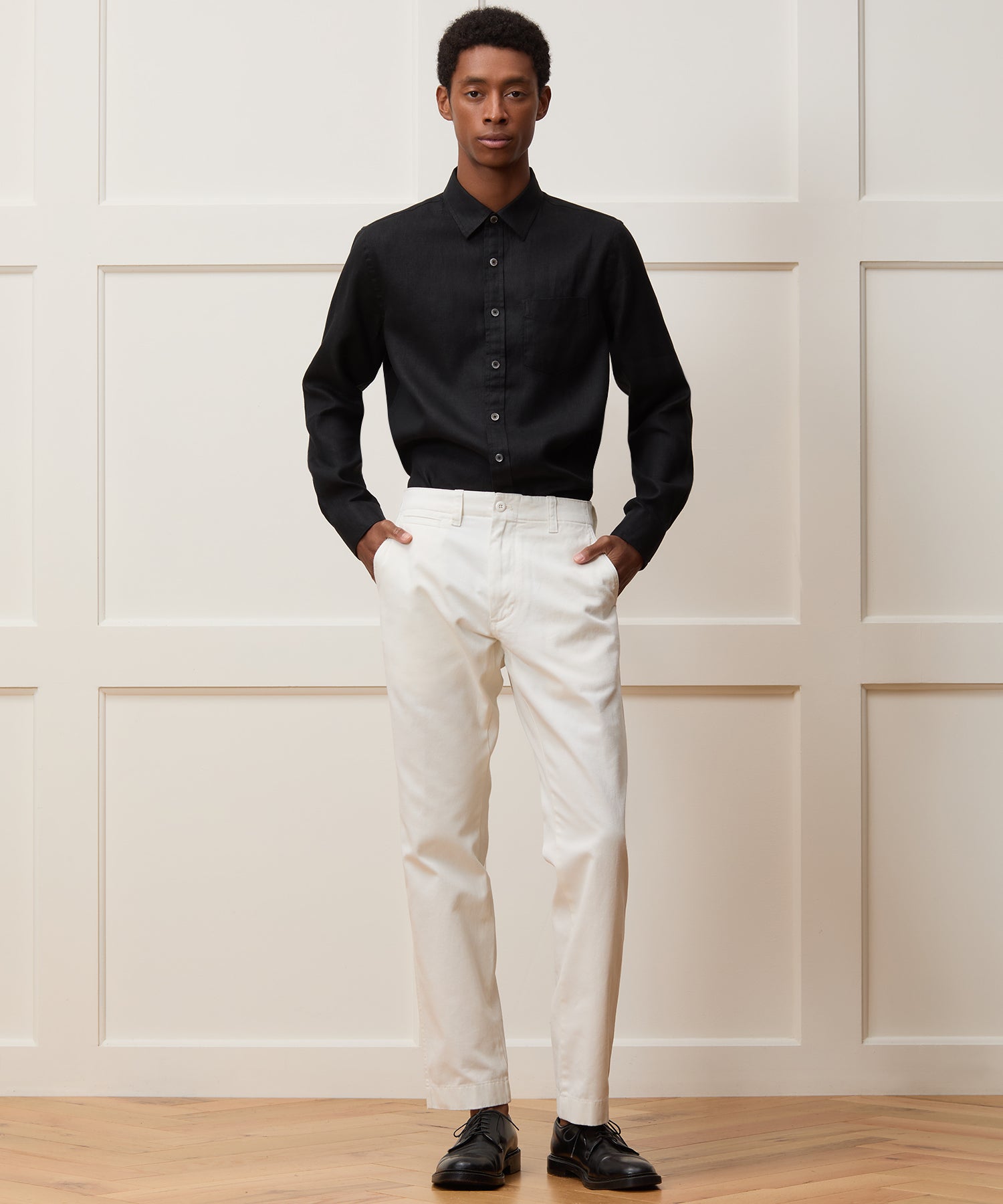 Slim Sea Soft Irish Linen Point Collar Shirt - Image 5