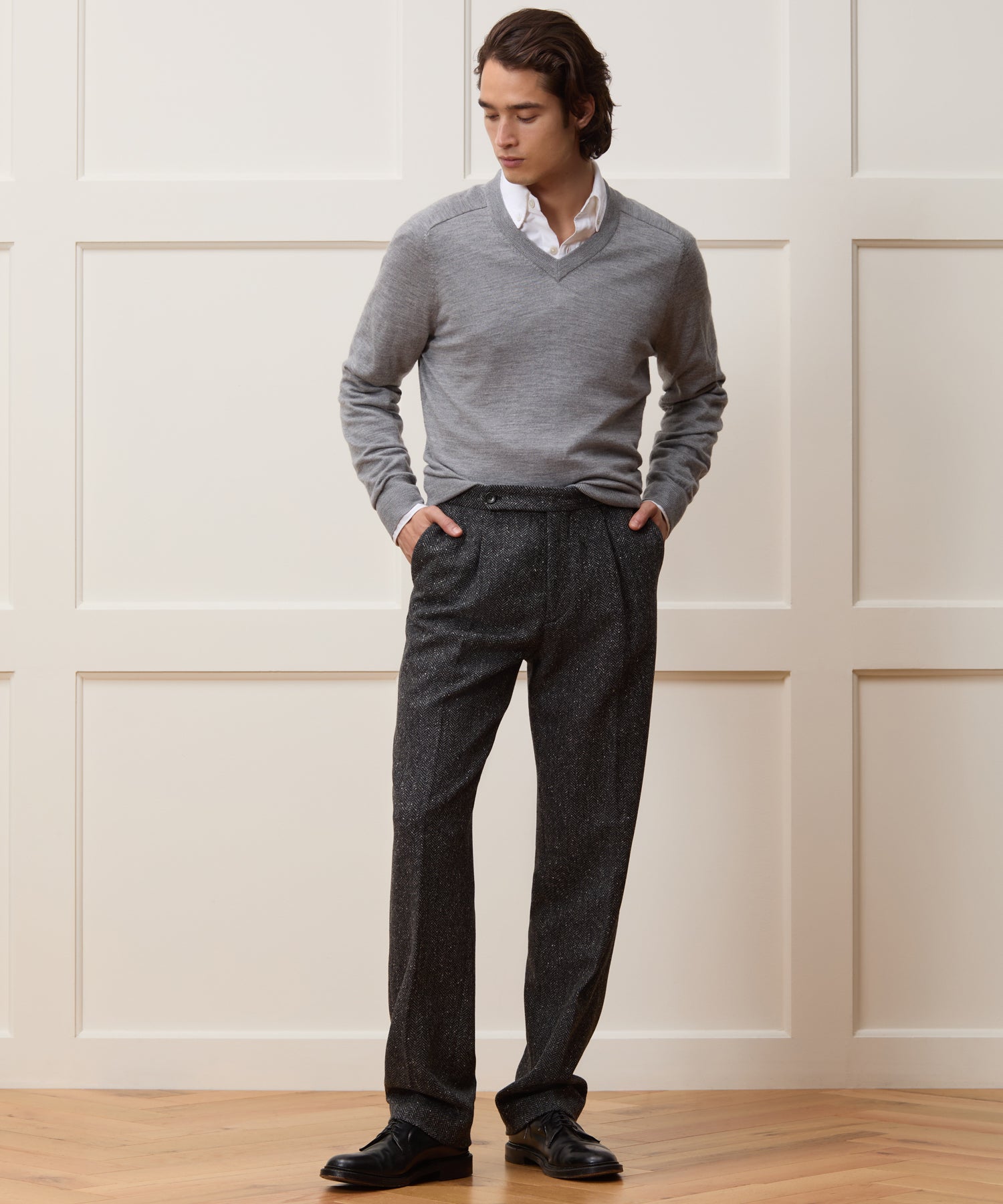 Italian Donegal Herringbone Side Tab Trouser - Image 3