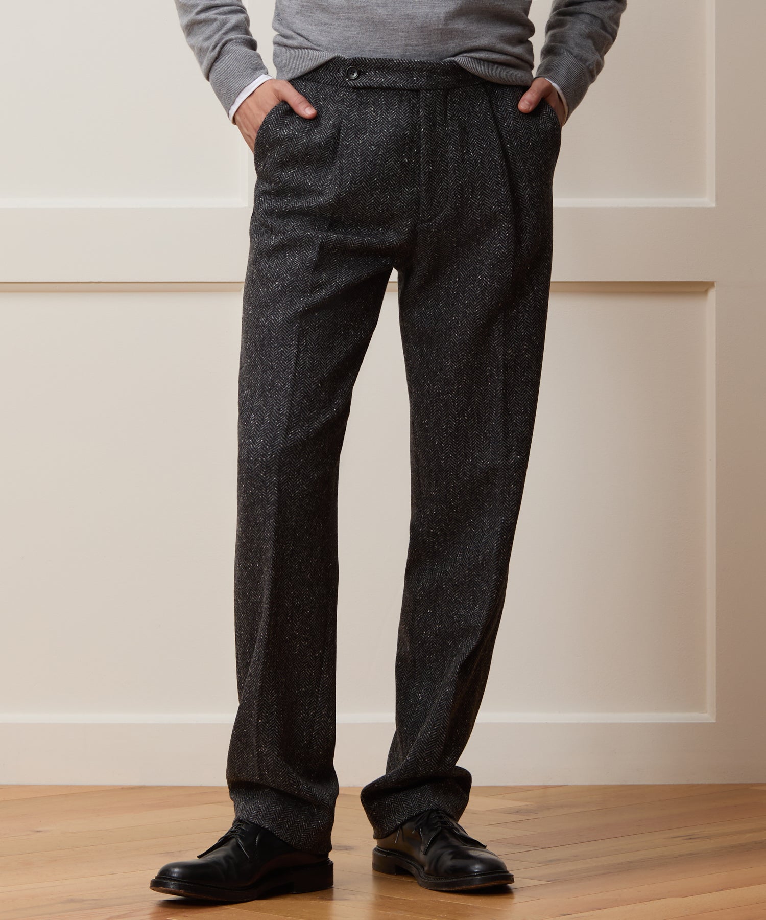 Italian Donegal Herringbone Side Tab Trouser - Image 2