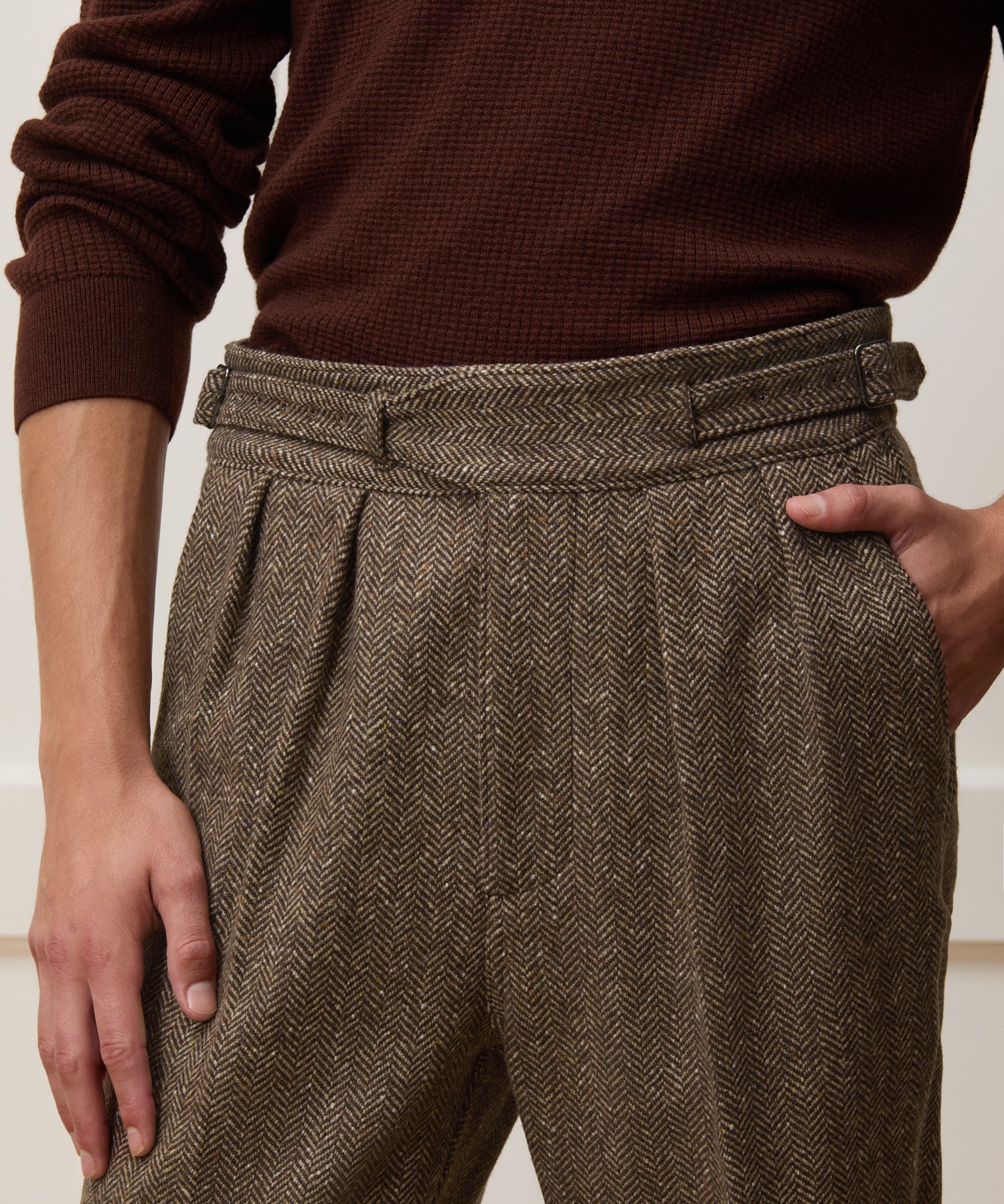 Italian Donegal Herringbone Gurkha Trouser - Image 4