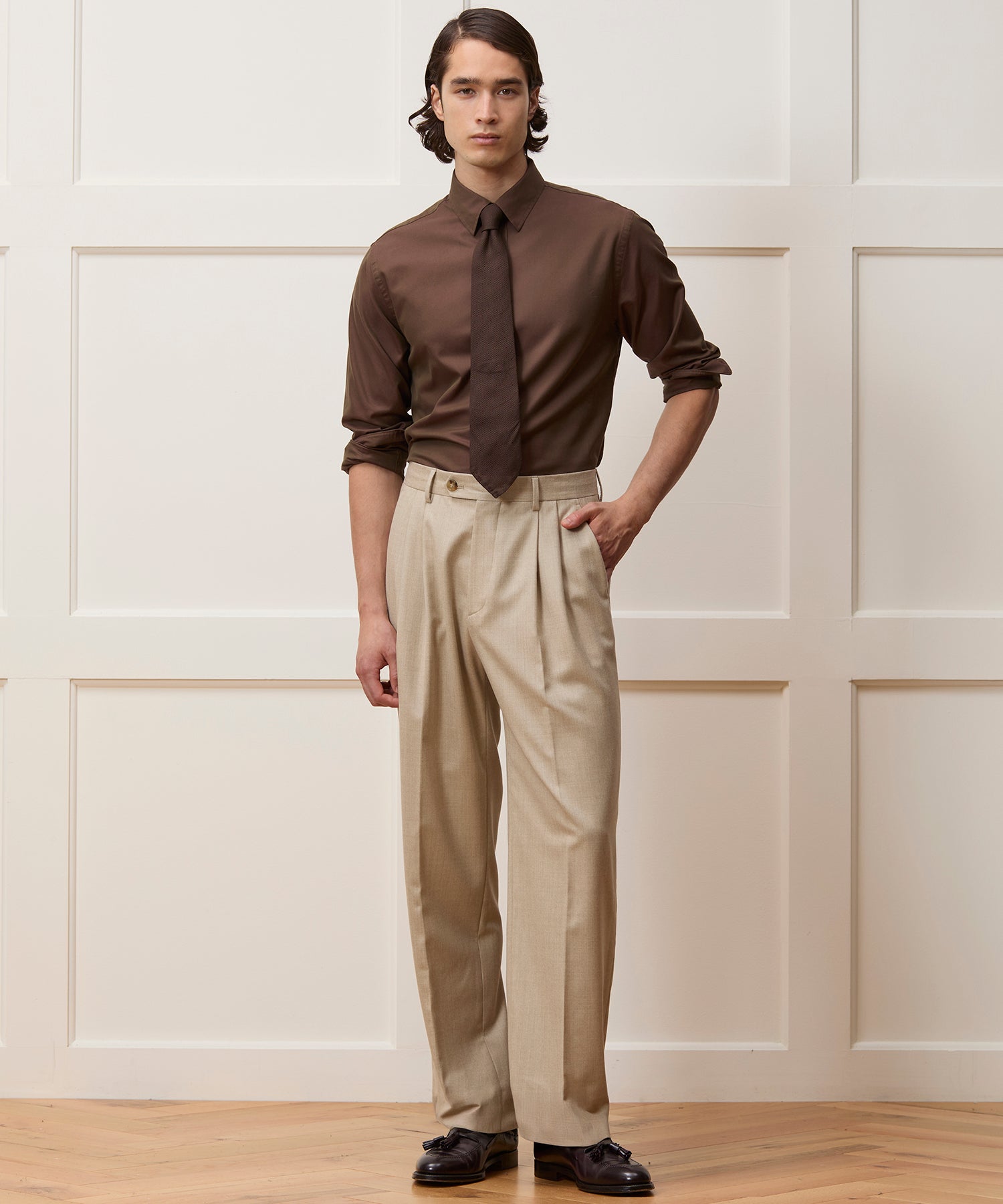 Cotton Twill Long Point Collar Shirt - Image 3