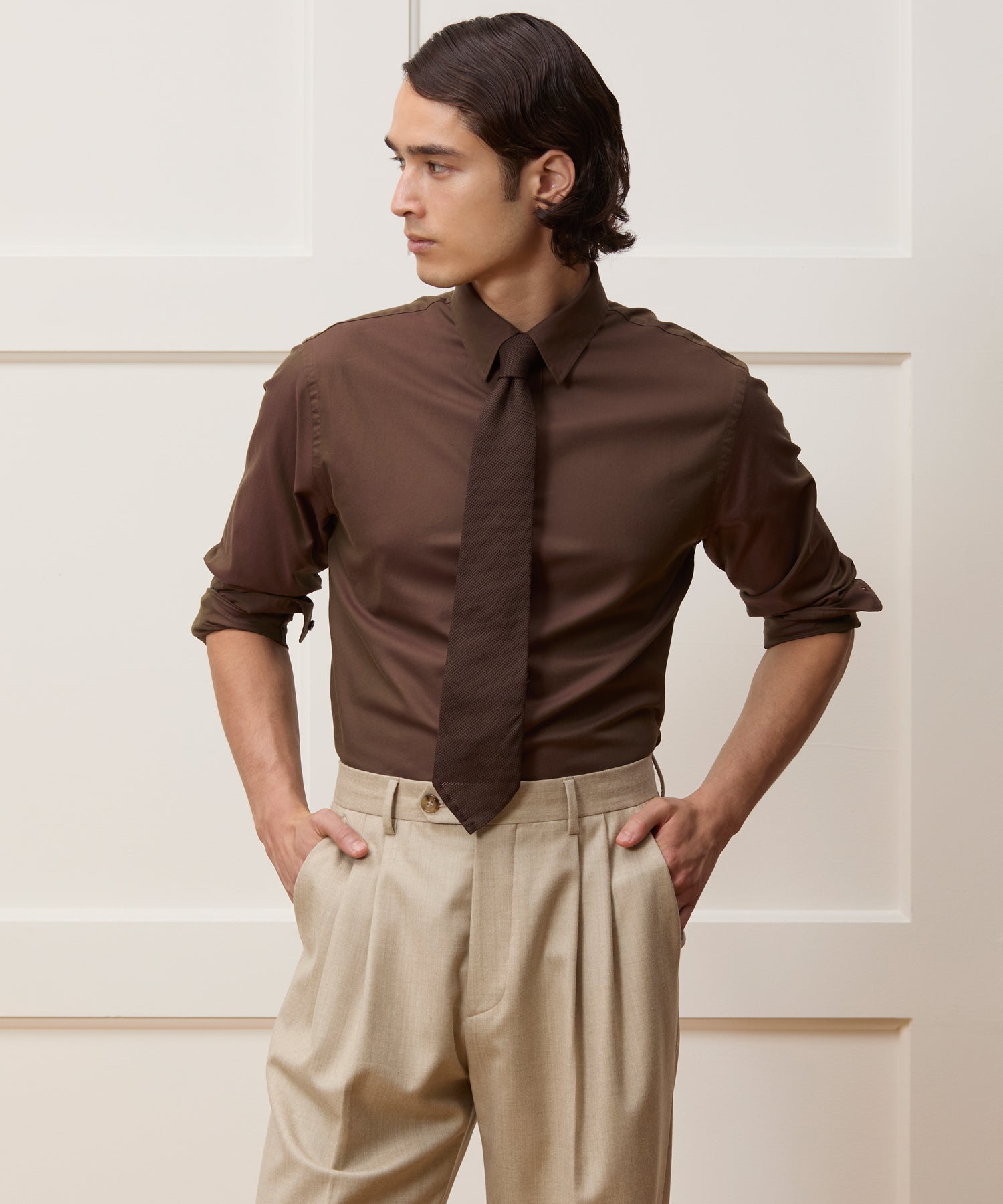 Cotton Twill Long Point Collar Shirt - Image 2