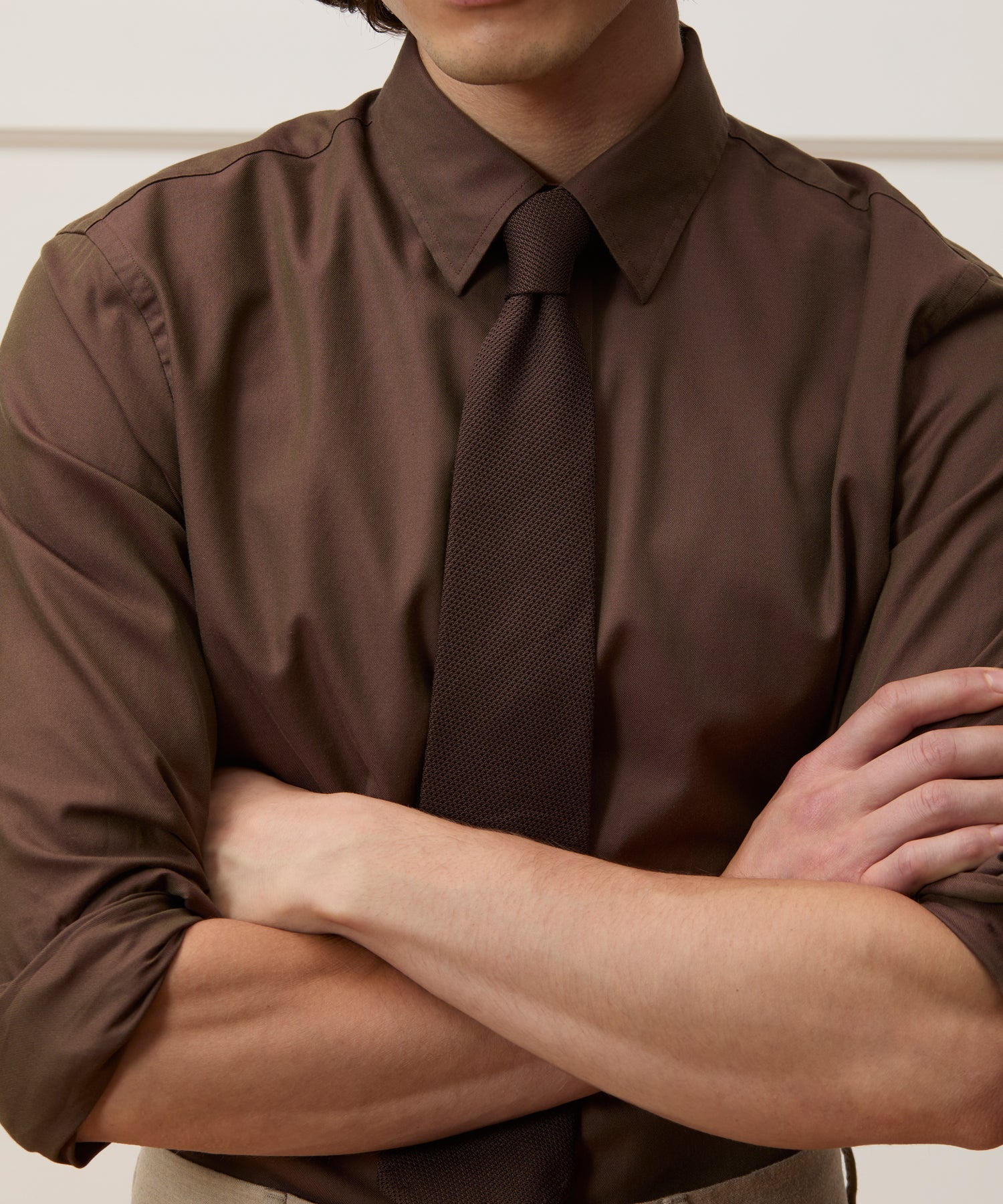 Cotton Twill Long Point Collar Shirt - Image 4