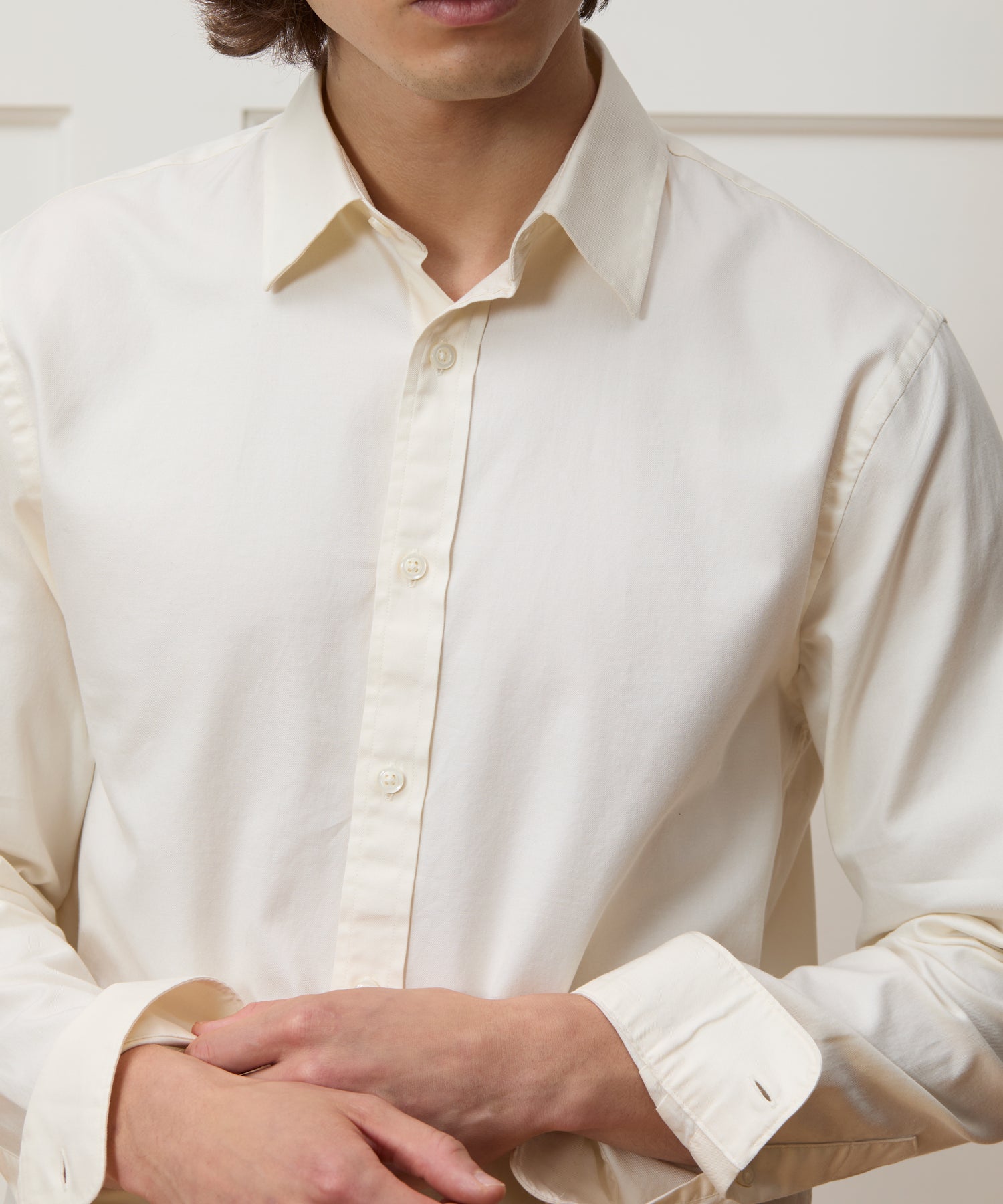 Cotton Twill Long Point Collar Shirt - Image 4