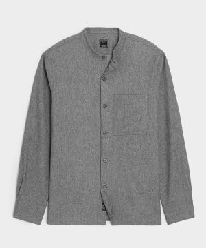 Italian Wool-Cashmere Band Collar Overshirt
