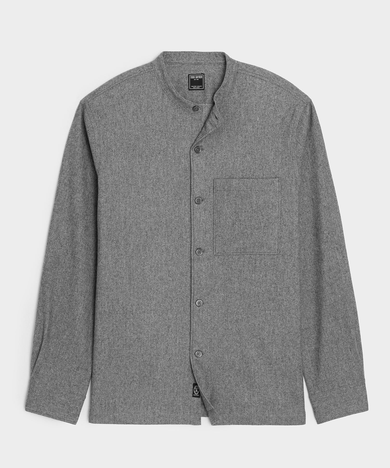 Italian Wool-Cashmere Band Collar Overshirt