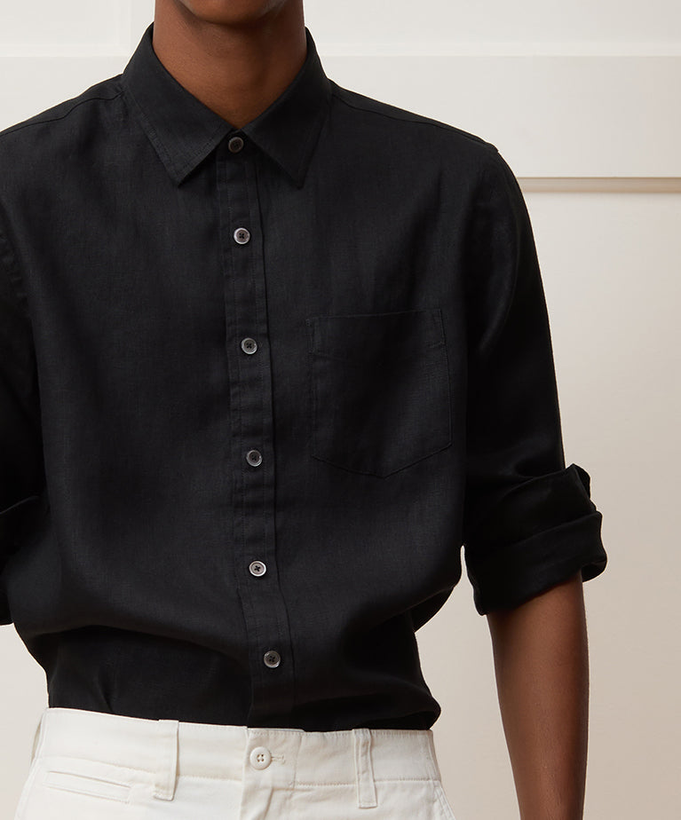 Slim Sea Soft Irish Linen Point Collar Shirt - Image 3