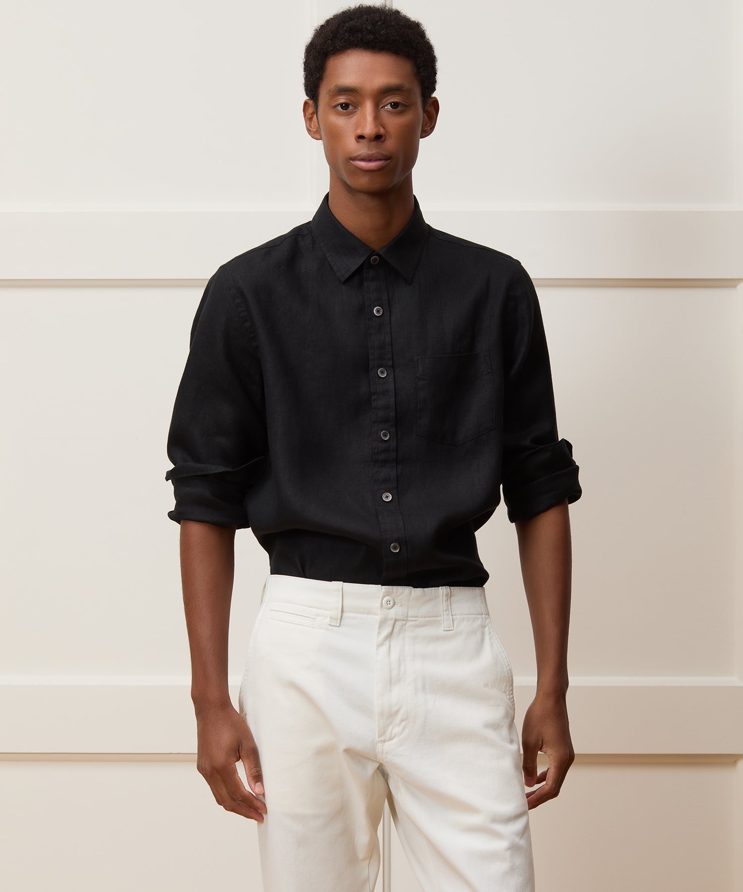 Slim Sea Soft Irish Linen Point Collar Shirt - Image 2