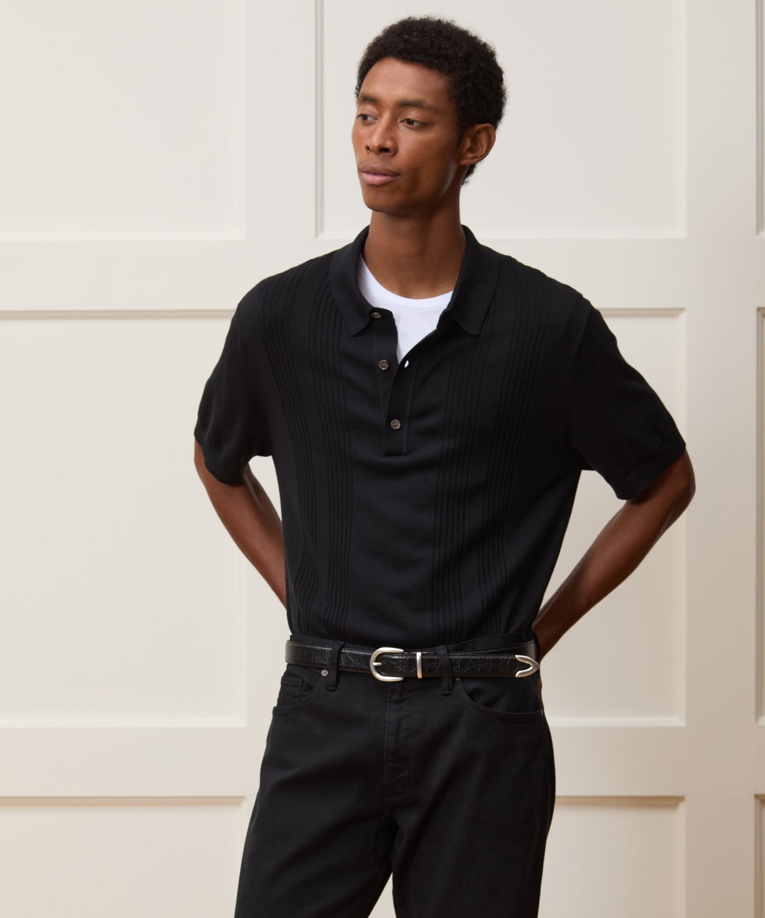 Silk-Cotton Ribbed Sweater Polo - Image 2